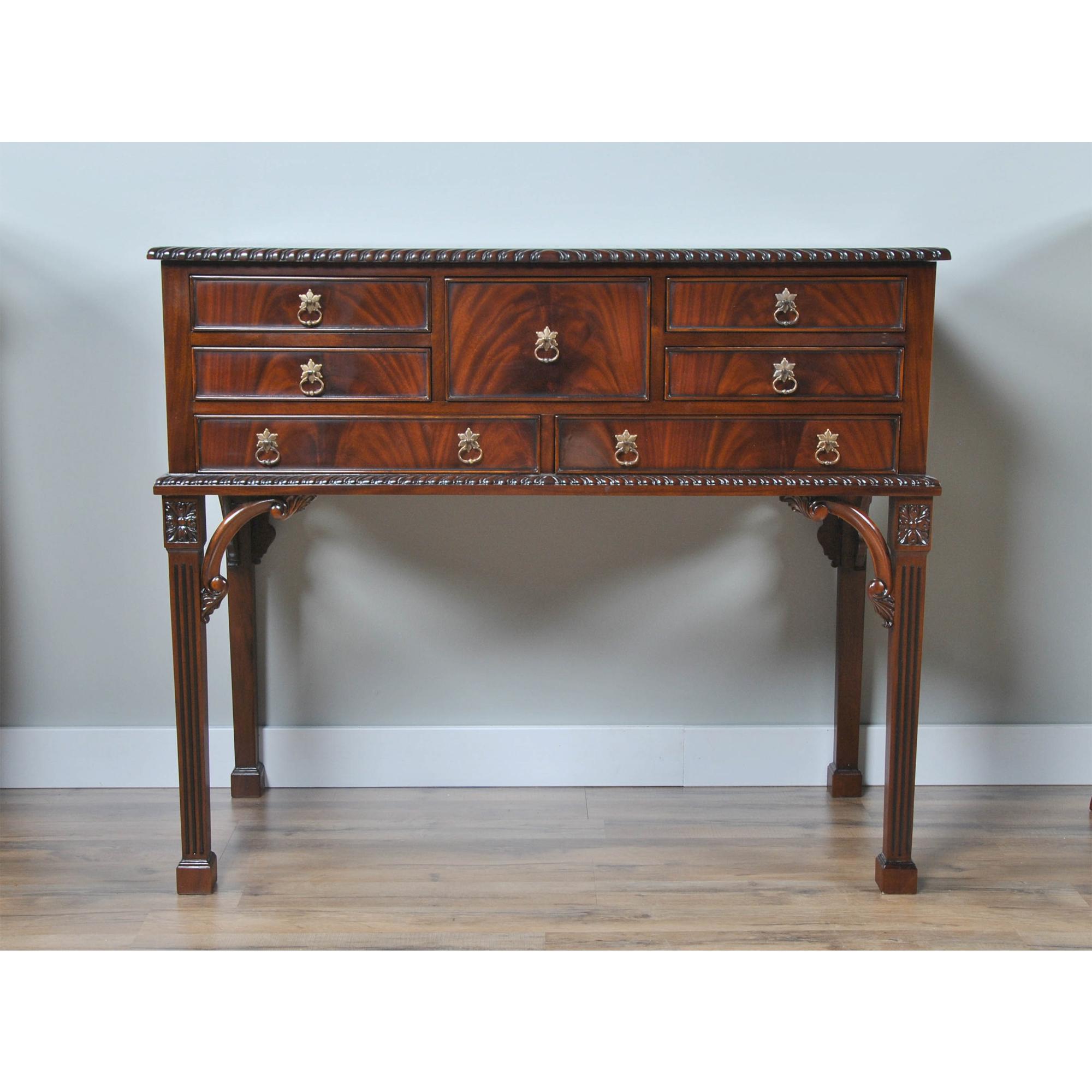 Based on an antique piece of fine furniture this Mahogany Silver Chest from Niagara Furniture is taller than the original antique piece in order to make it more useful for modern living spaces. With seven drawers this sideboard offers a lot of