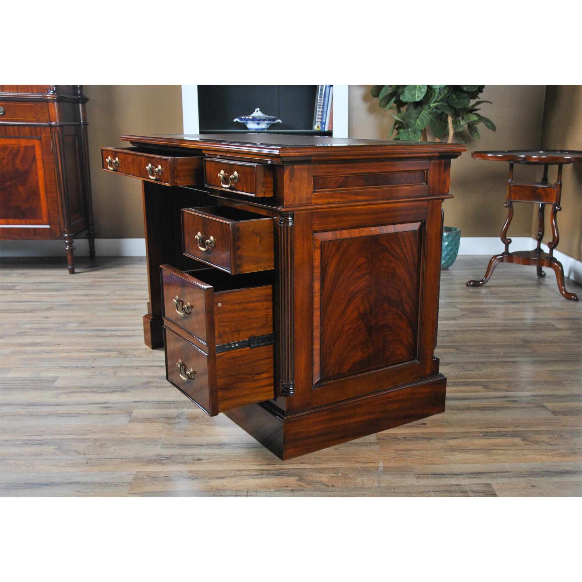 Hand-Carved Mahogany Single Bank Desk For Sale