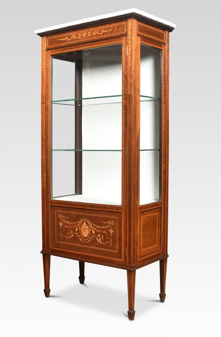 Mahogany Single Door Inlaid Display For Sale at 1stDibs
