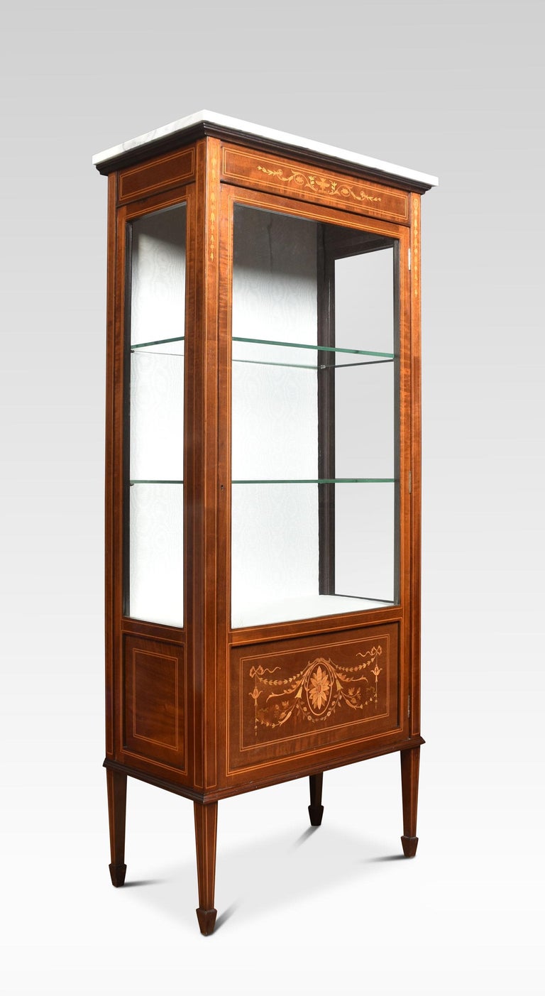 Mahogany Single Door Inlaid Display For Sale at 1stDibs