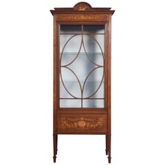 Mahogany Single Door Inlaid Display Cabinet