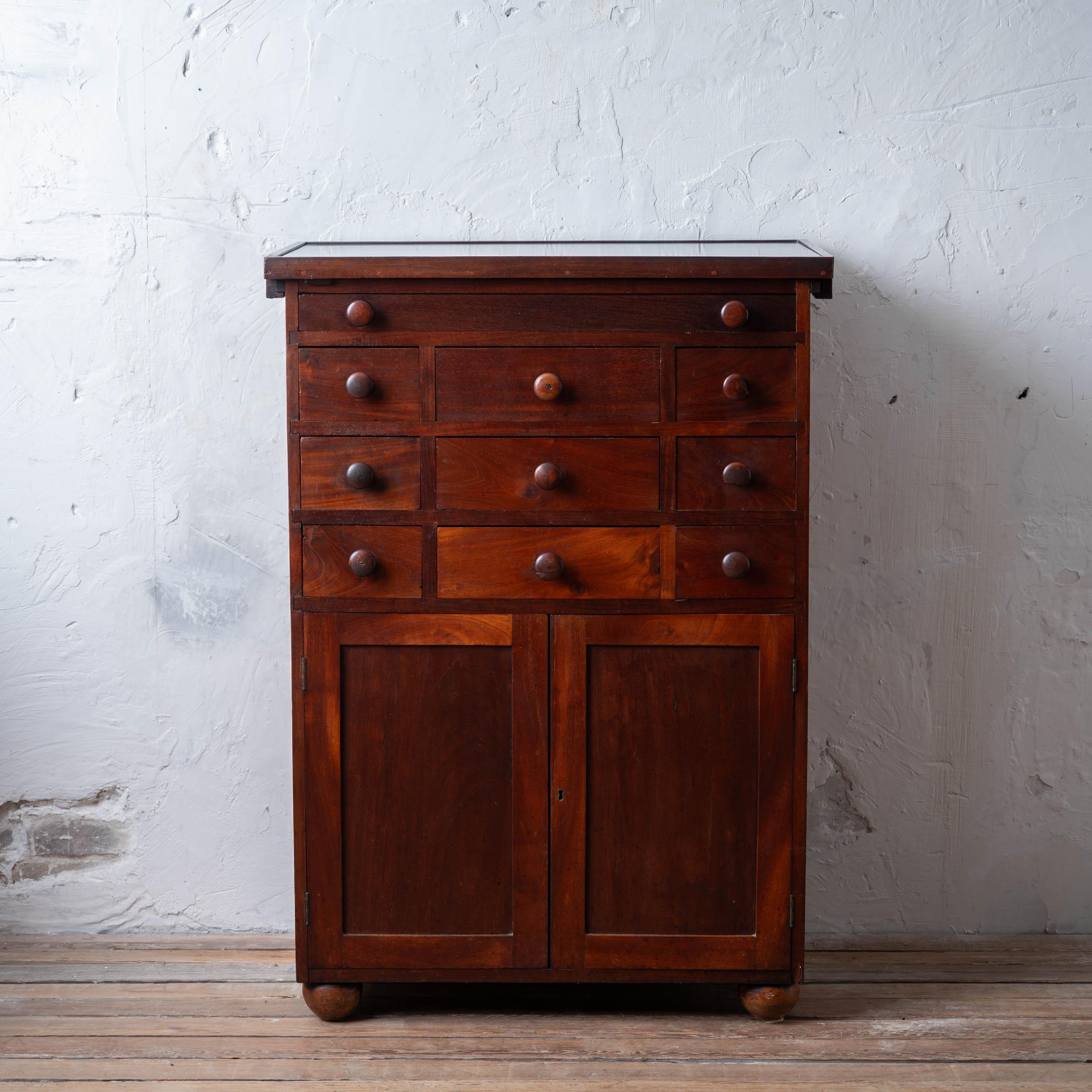 Unknown Mahogany Slate-Top Apothecary Cabinet, 19th Century For Sale