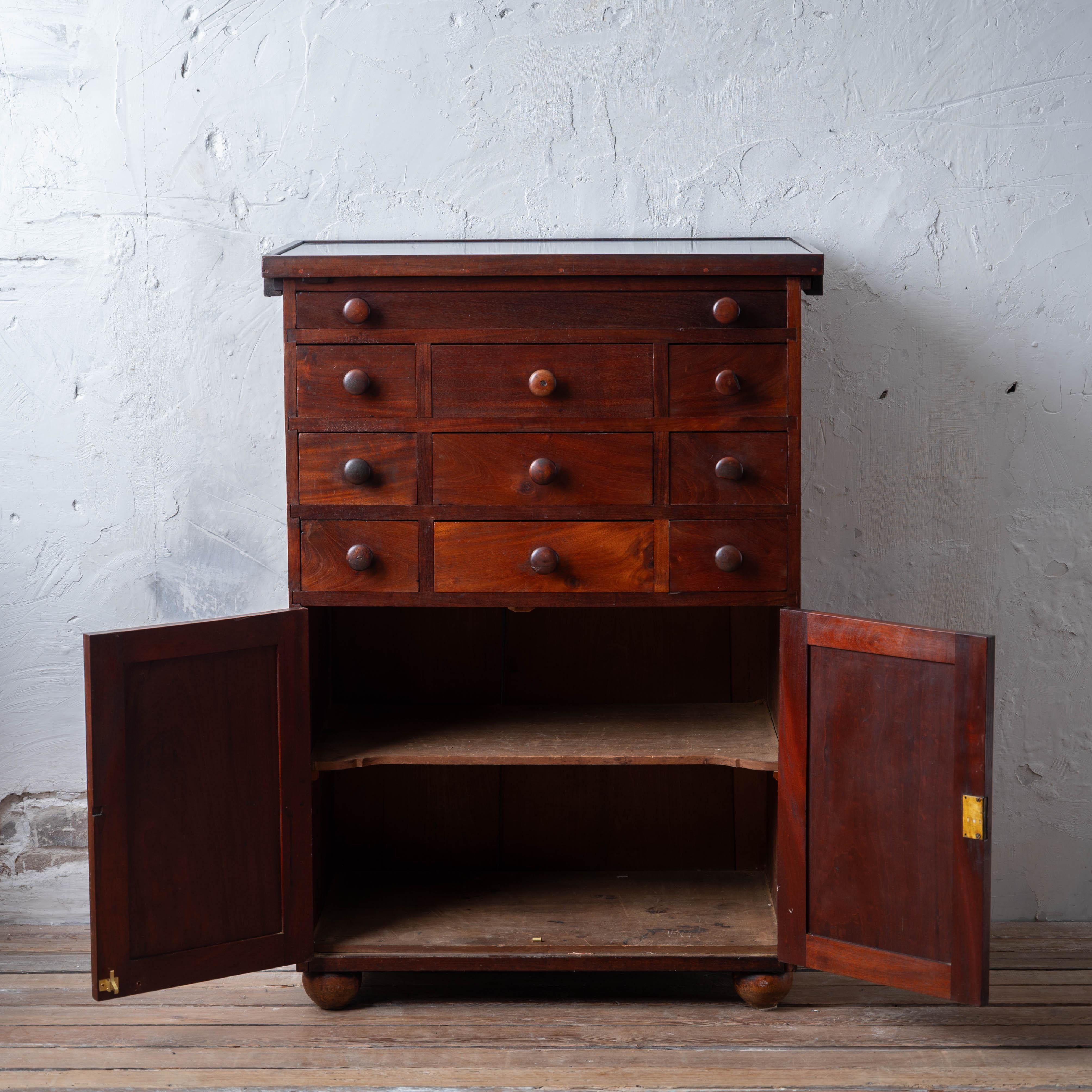 Mahogany Slate-Top Apothecary Cabinet, 19th Century In Good Condition For Sale In Savannah, GA