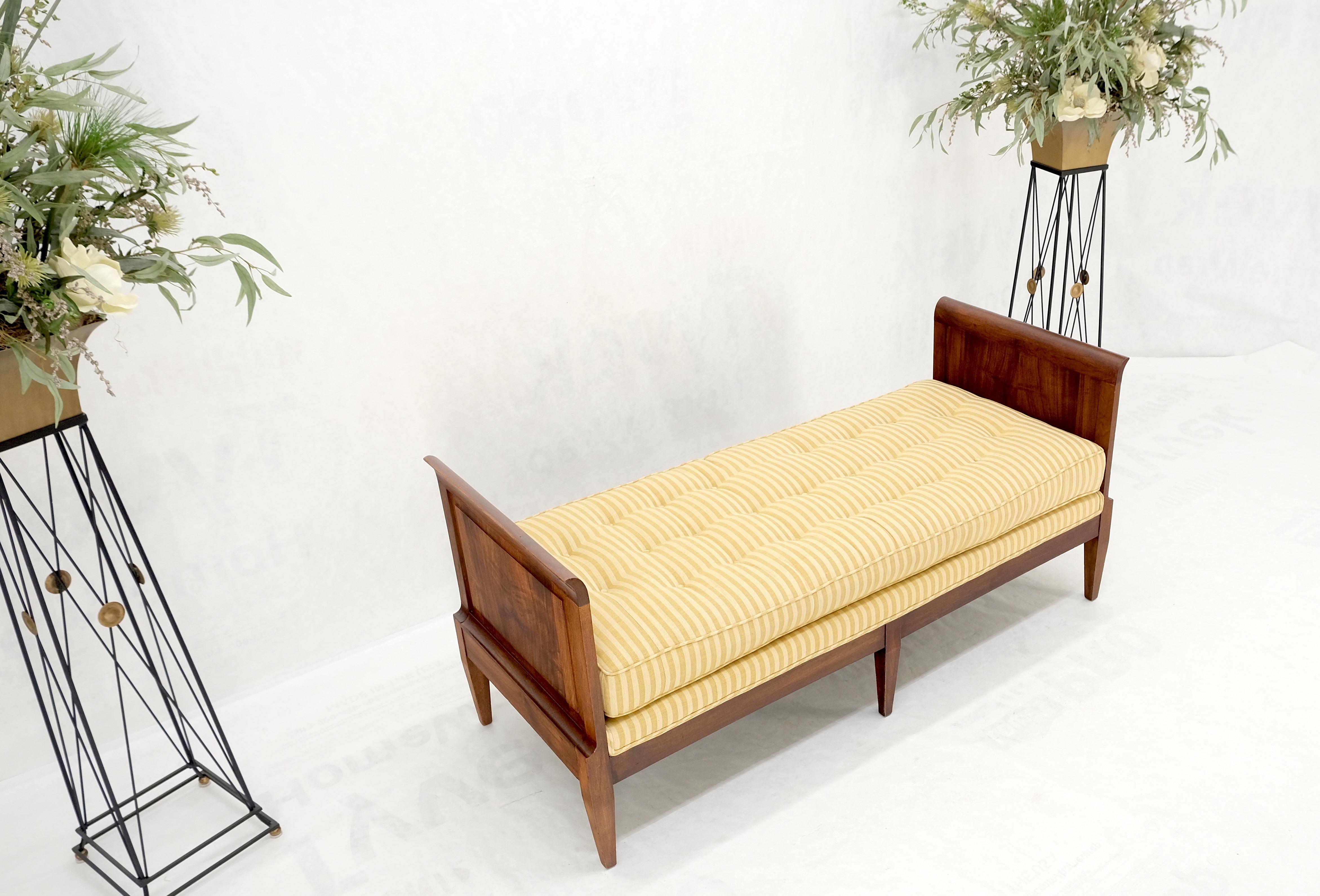 Upholstery Mahogany Slight Panels Arms Compact Daybed Style Gold Stripe Window Bench MINT! For Sale