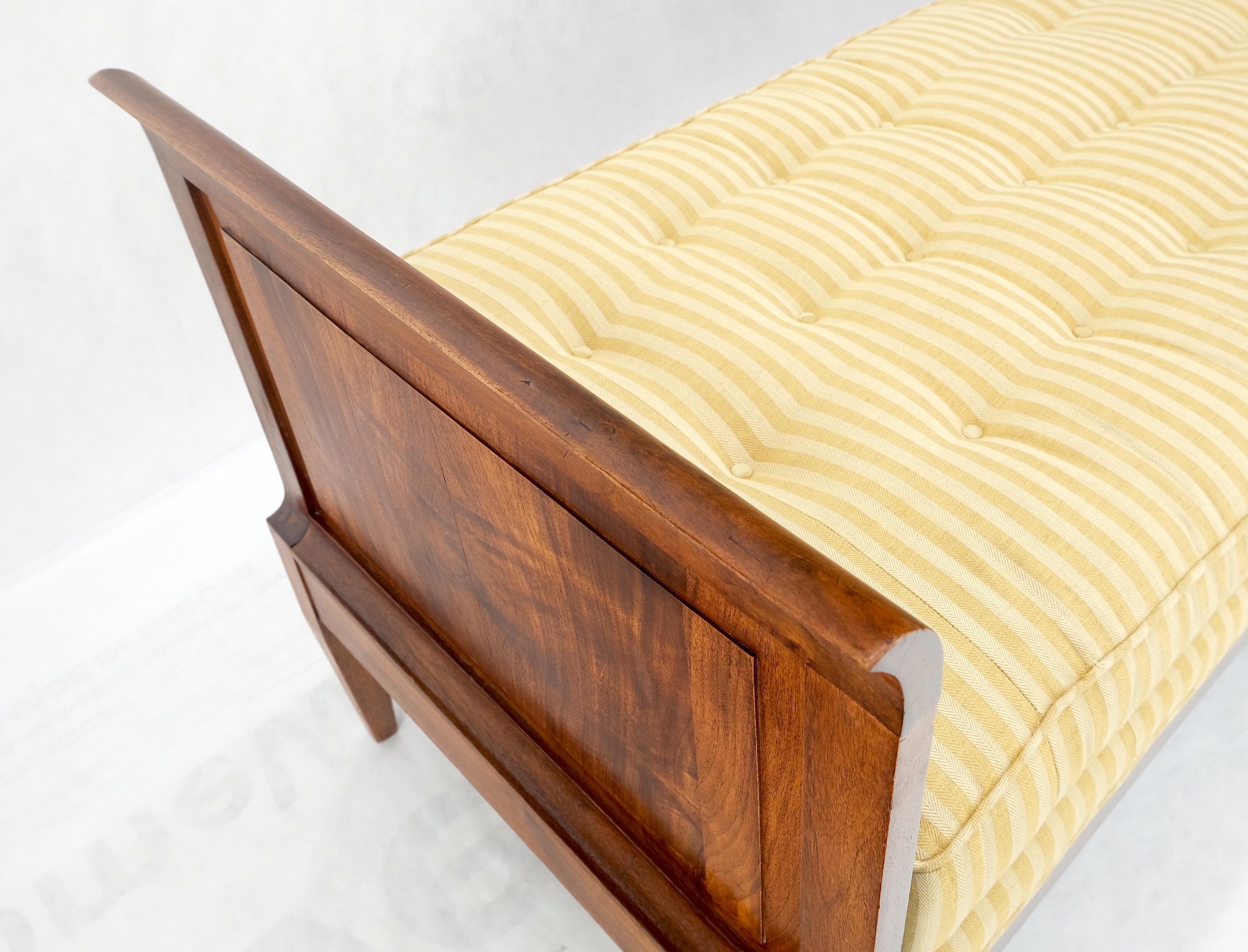 Mid-Century Modern Mahogany Slight Panels Arms Compact Daybed Style Gold Stripe Window Bench MINT! For Sale