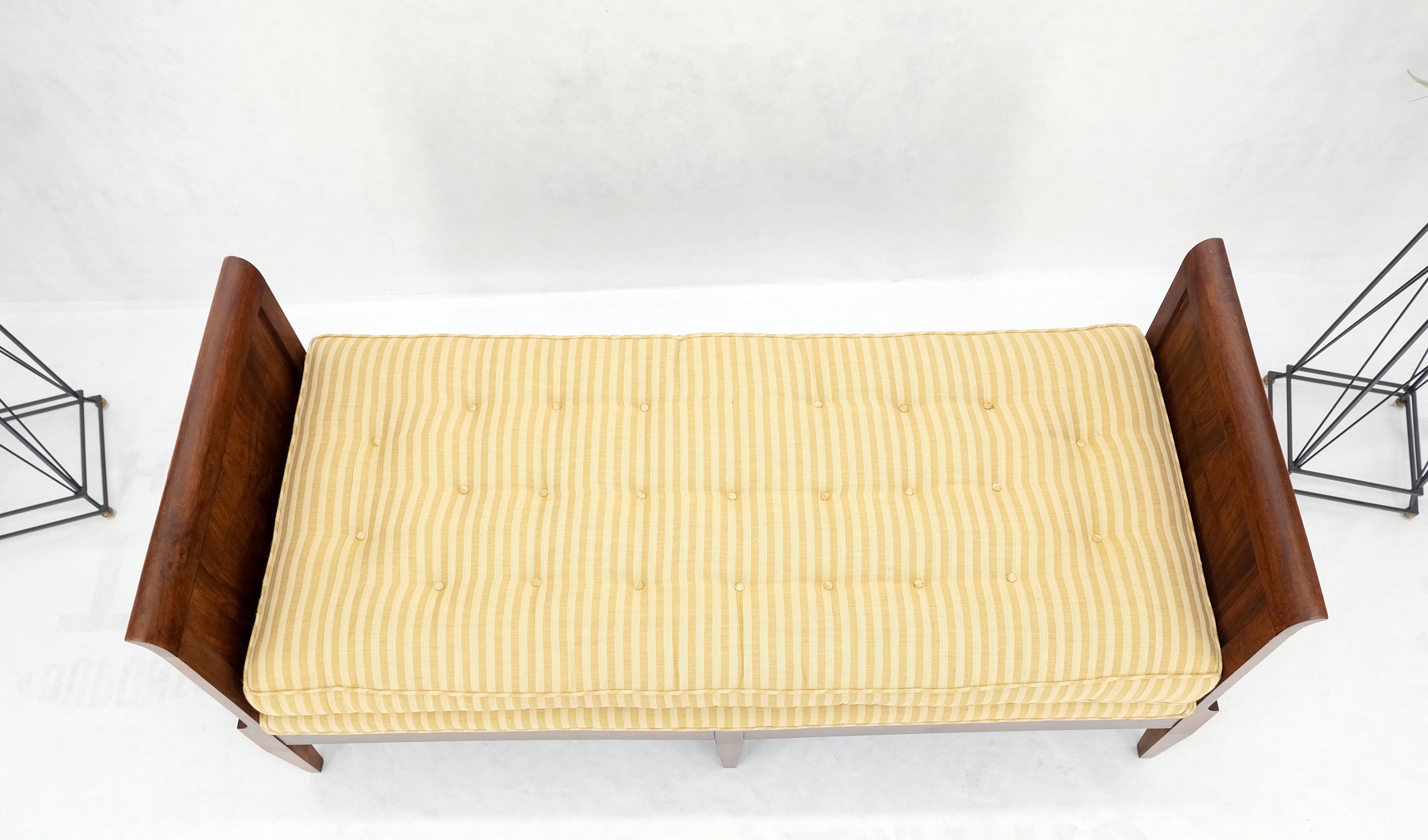 Mahogany Slight Panels Arms Compact Daybed Style Gold Stripe Window Bench MINT! In Good Condition For Sale In Rockaway, NJ