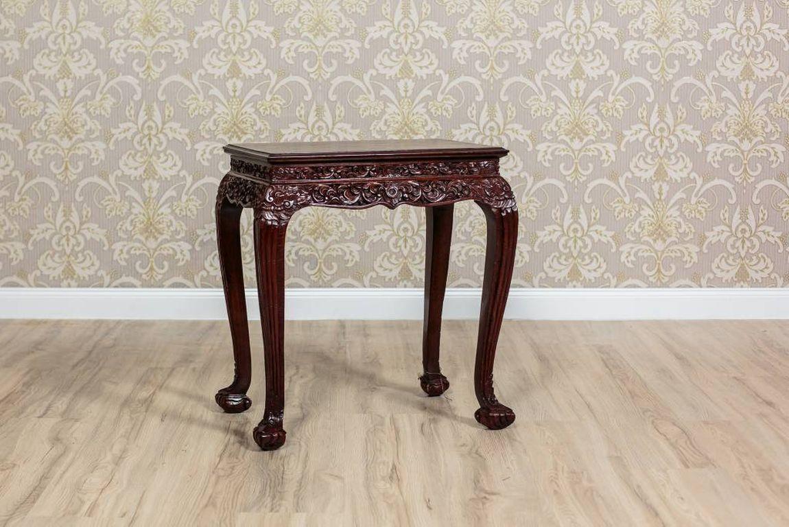 Mahogany Small Table with Rich Woodcarving, circa 1930 1
