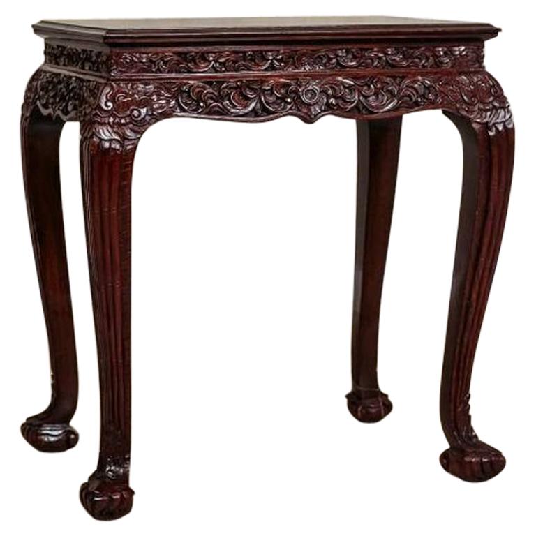 Mahogany Small Table with Rich Woodcarving, circa 1930 For Sale at 1stdibs