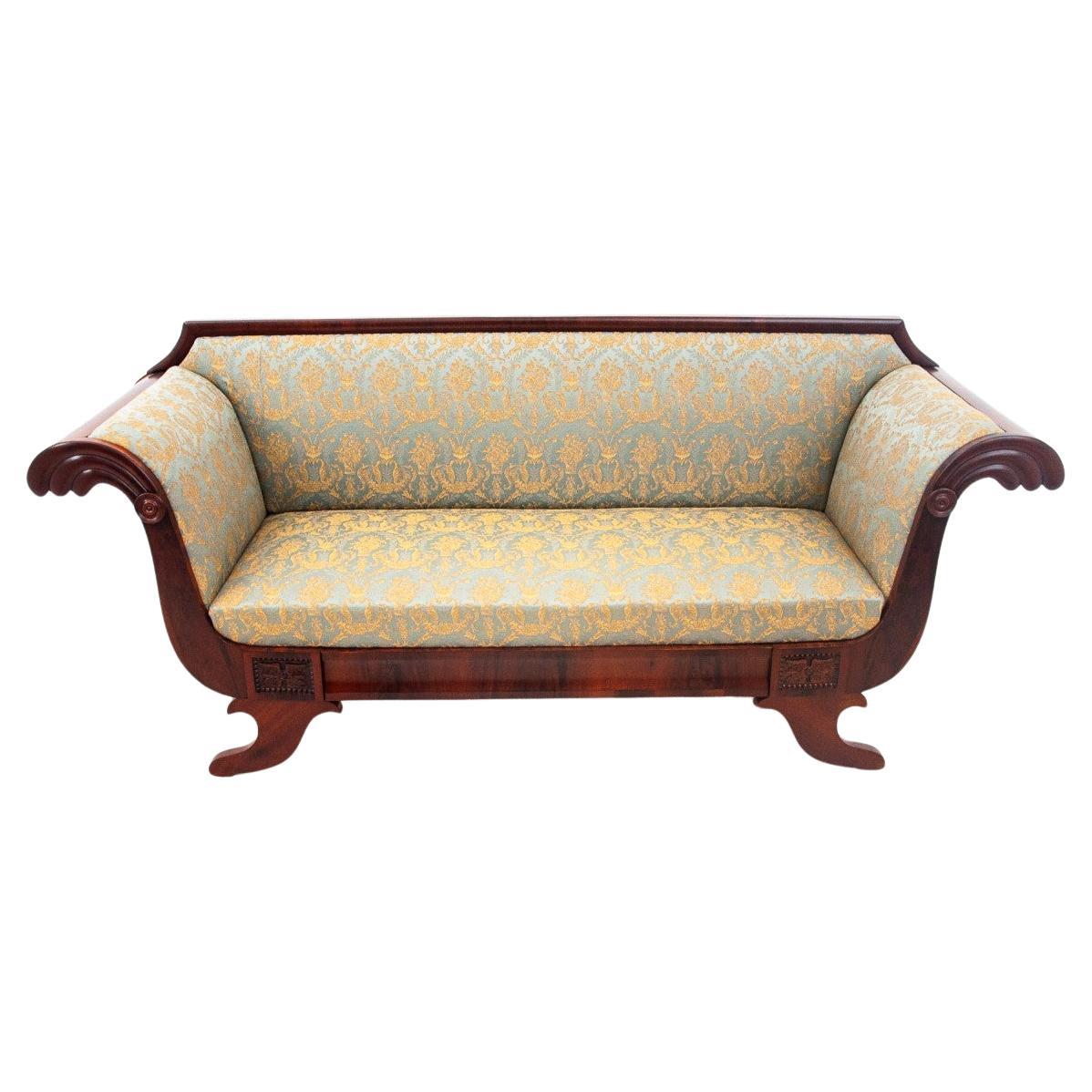 Mahogany sofa in the Biedermeier style, 19th century.