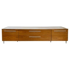 Used Mahogany Stainless Steel Low Credenza/Entertainment Cabinet