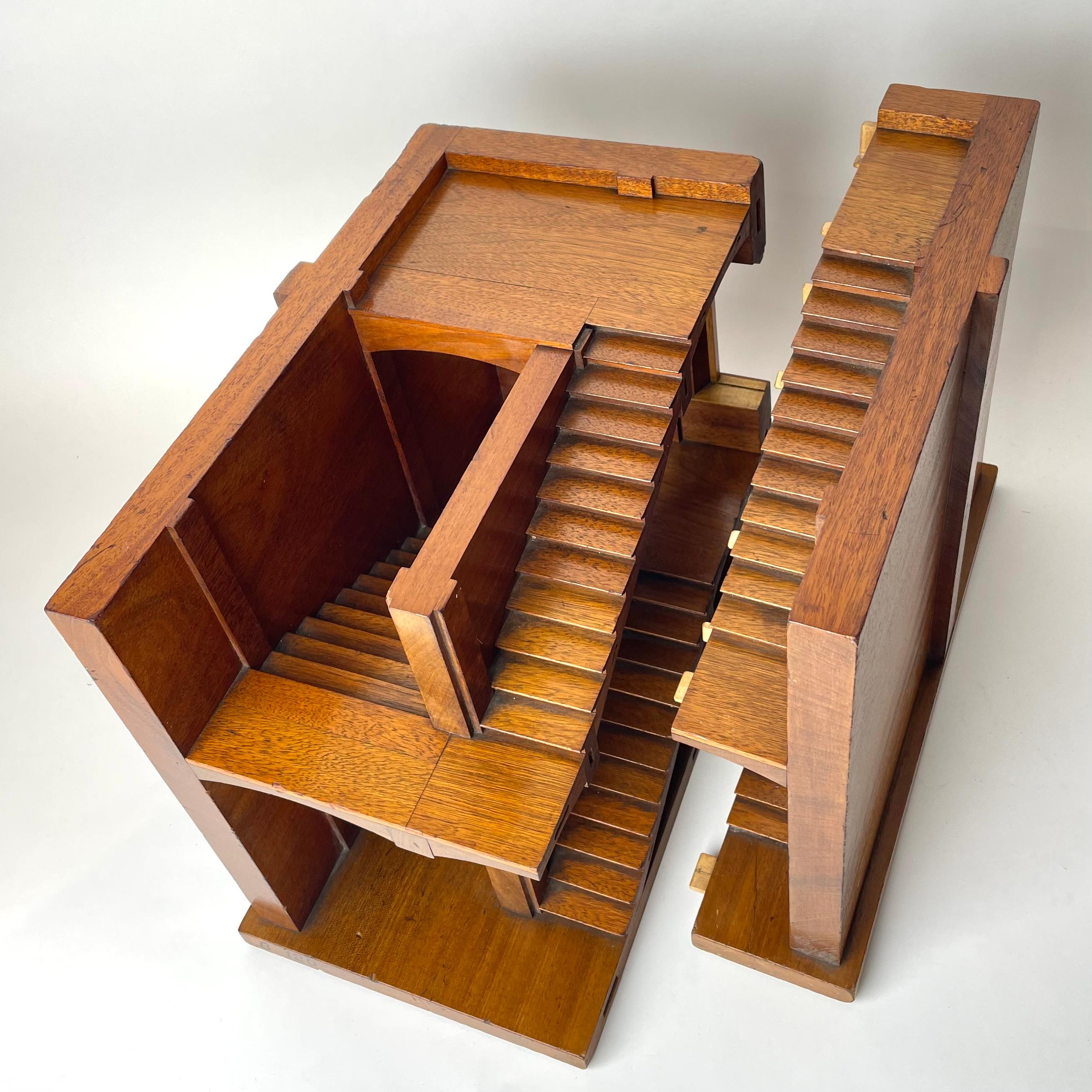 English Mahogany Staircase Section Architectural Model, Late 19th/Early 20th C England. For Sale