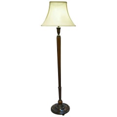 Antique Mahogany Standard Lamp with Shade