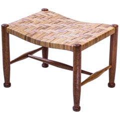 Mahogany Stool with Rattan Seat by Josef Frank, Sweden, 1950s