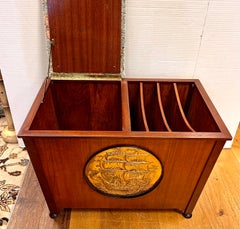 Mahogany Storage Bench  and Magazine Rack with Rae Brass Insert
