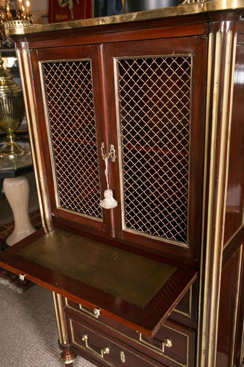 Maison Jansen, Louis XVI Style, Cabinet, Mahogany, Brass, Marble, France, 1940s For Sale 2