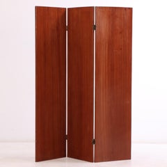 Mahogany & Straw Marquetry Veneer Folding Screen / Room Divider.