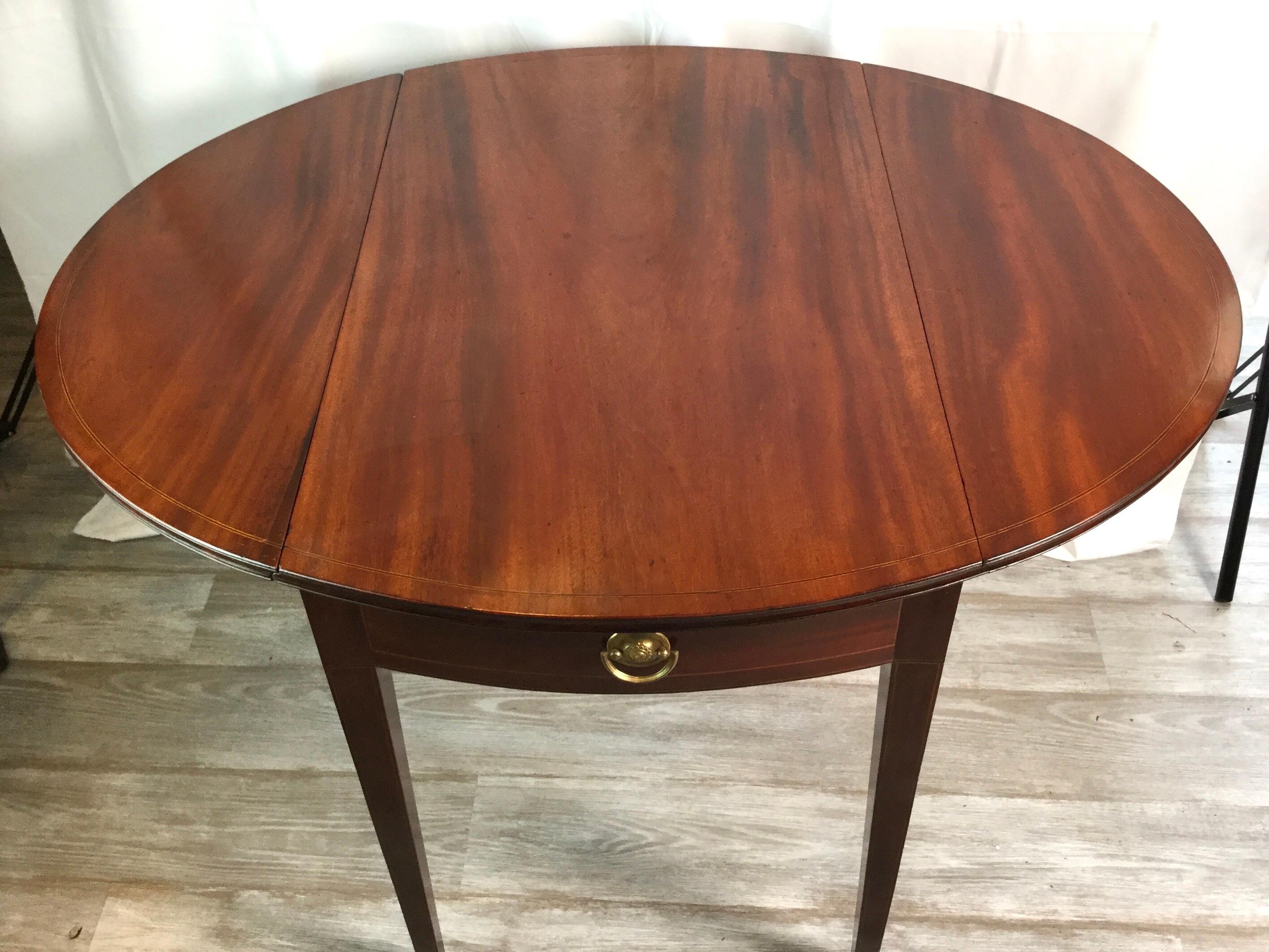 19th Century Mahogany String Inlay Pembroke Table For Sale