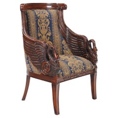 Antique Mahogany Swan Arm Chair