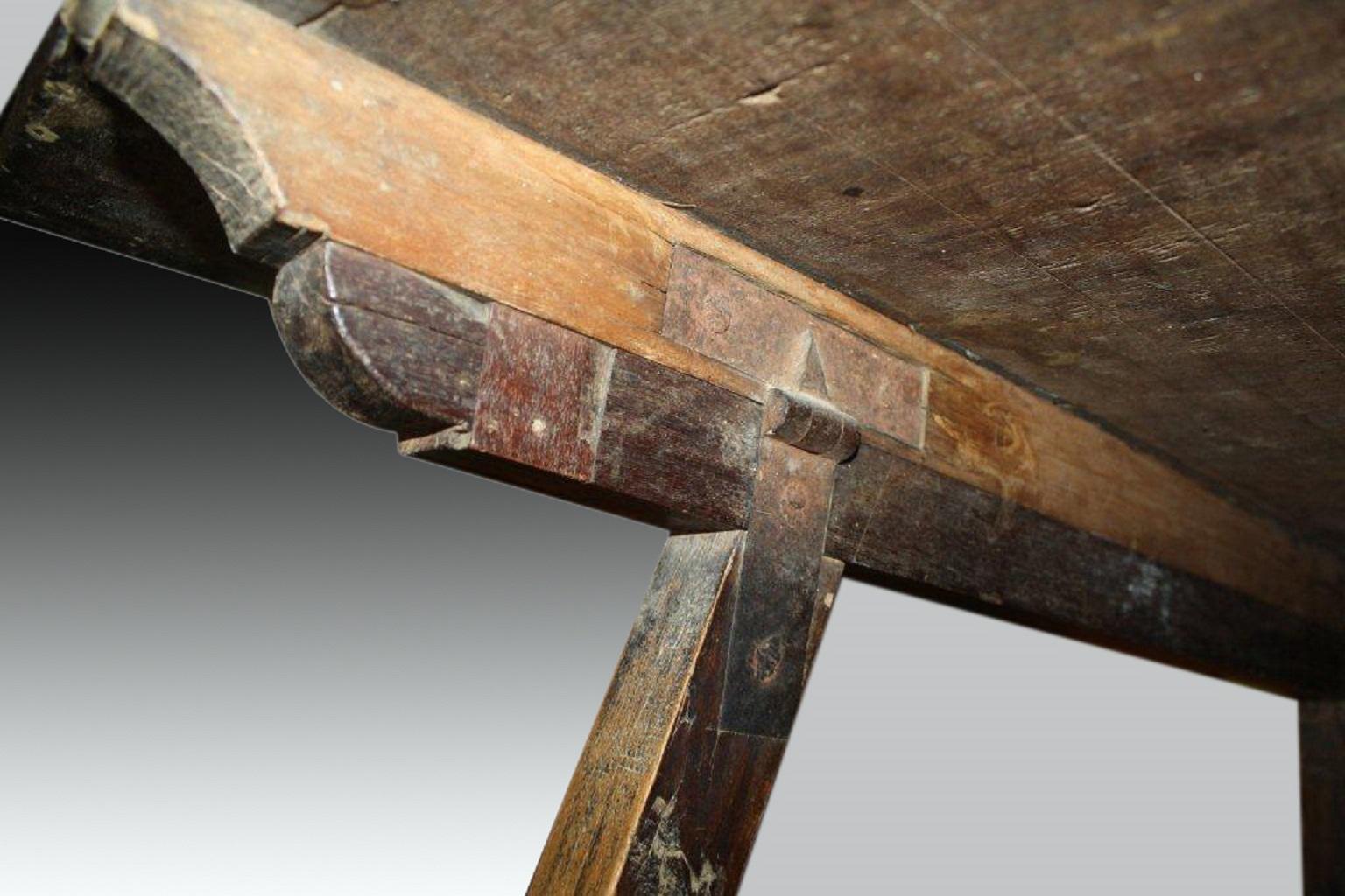 Baroque Mahogany Table Foldable Legs, 17th Century For Sale