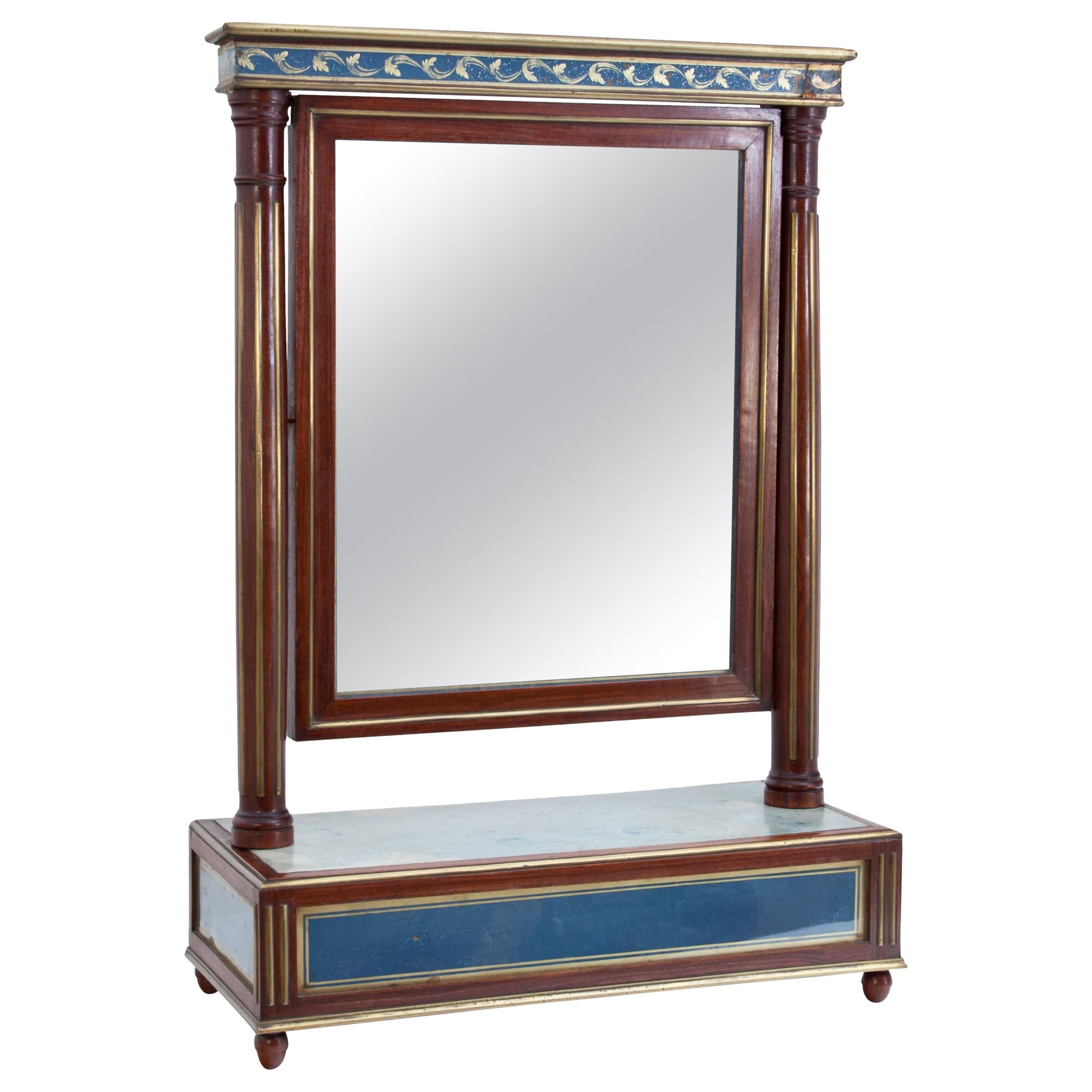 Mahogany Table Mirror with Verre Églomisé Inlays, St. Petersburg, circa 1800 For Sale