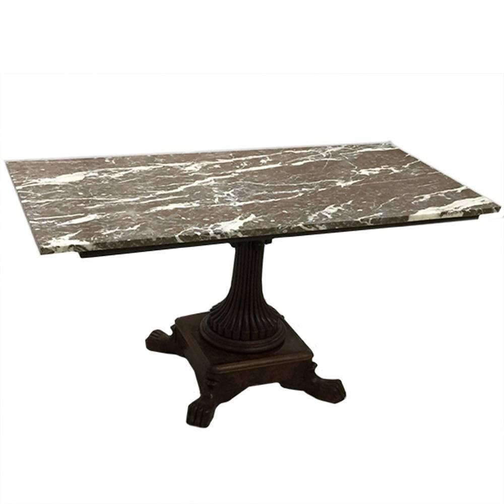 19th Century Coffee Table with Marble Top For Sale