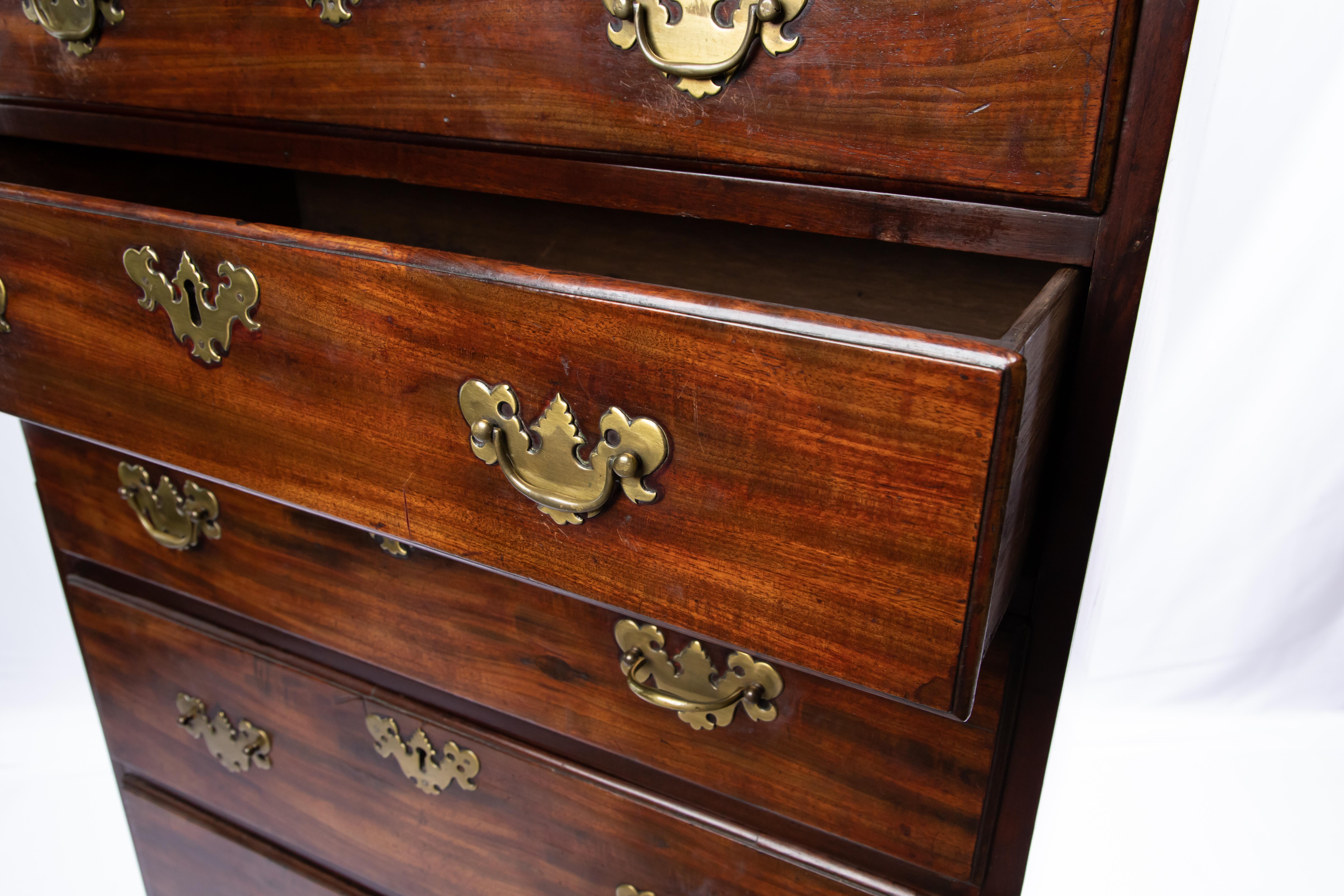 Federal Mahogany Tall Chest, 19th Century For Sale