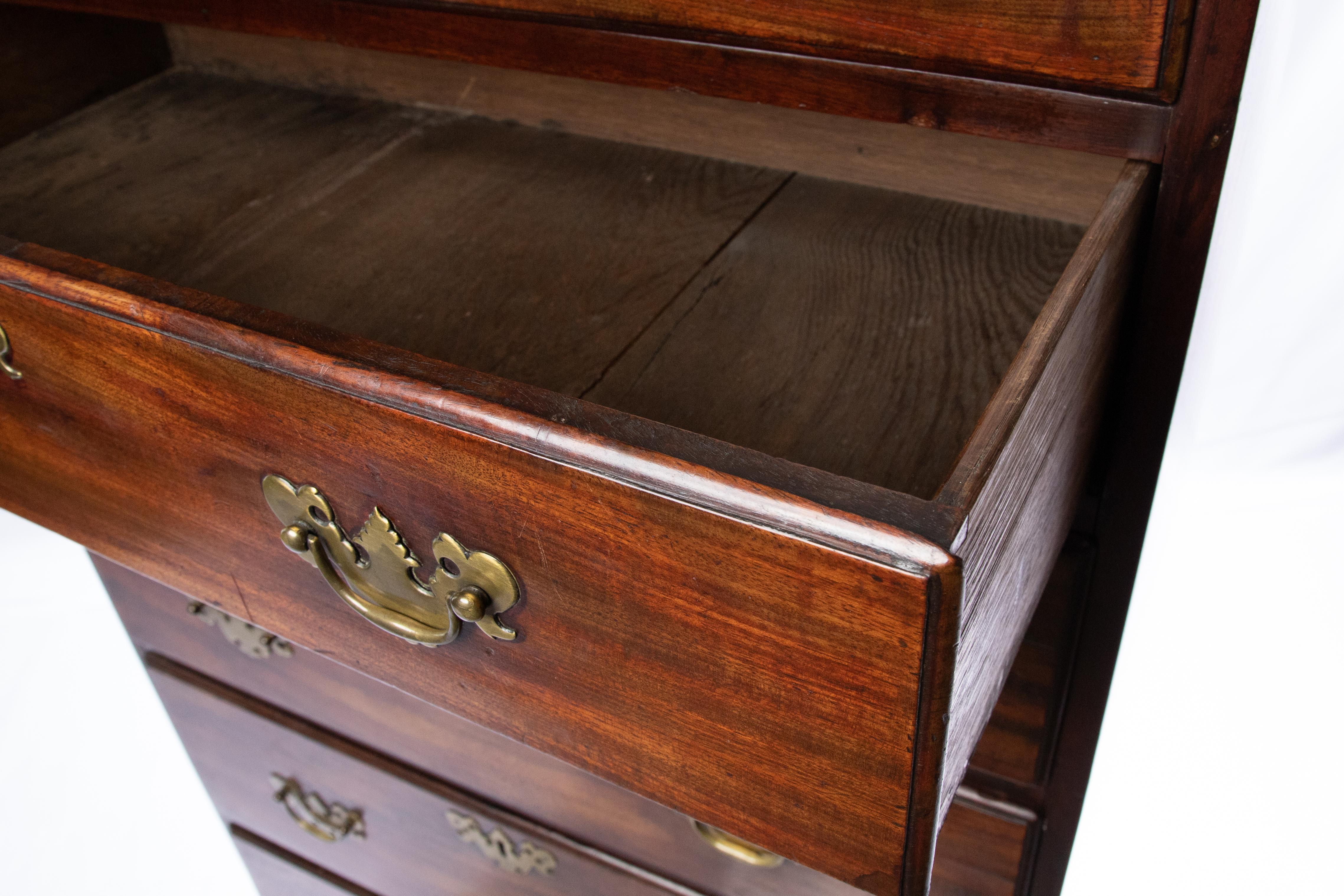 American Mahogany Tall Chest, 19th Century For Sale