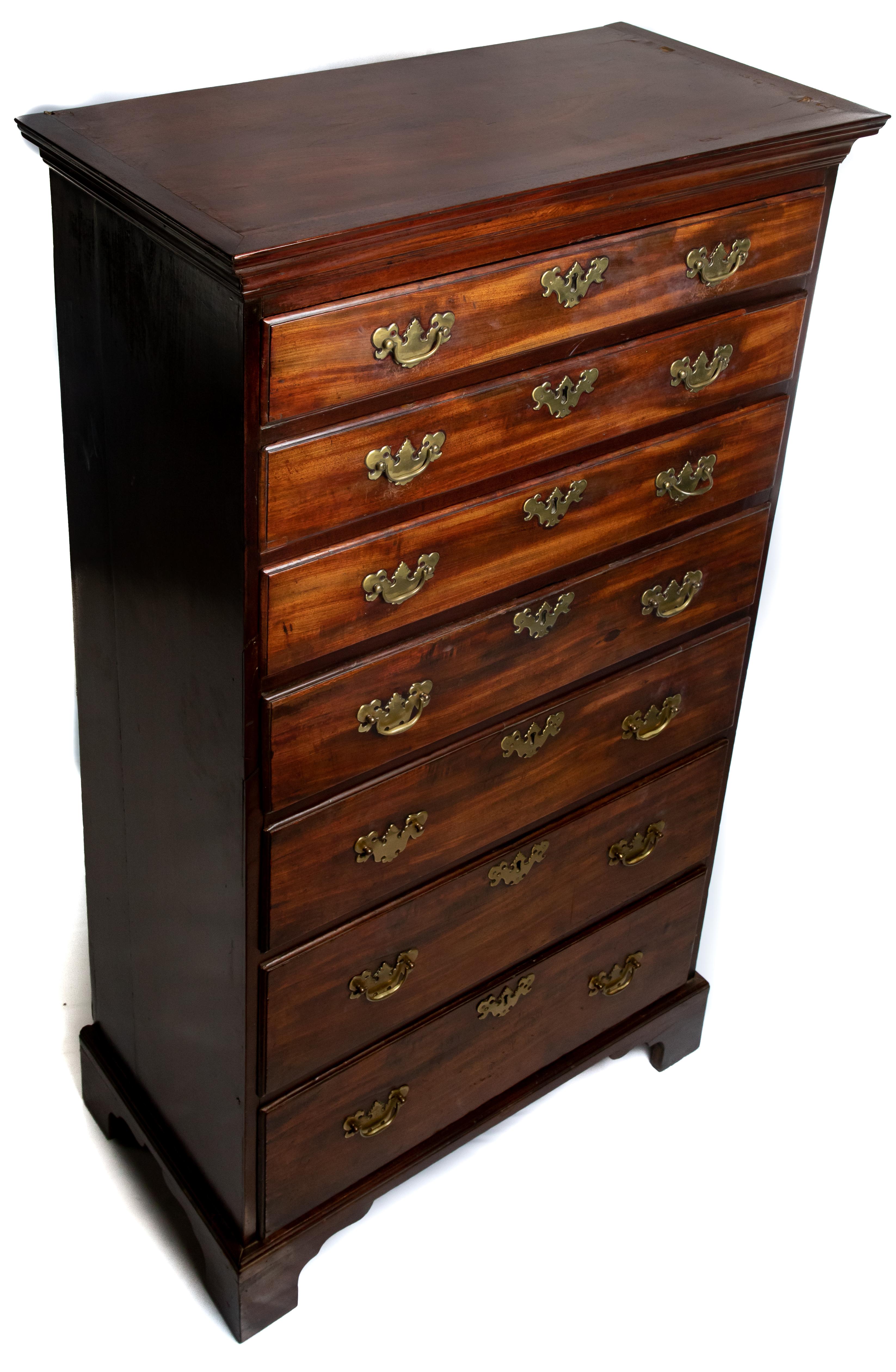 Mahogany Tall Chest, 19th Century In Fair Condition For Sale In Cookeville, TN