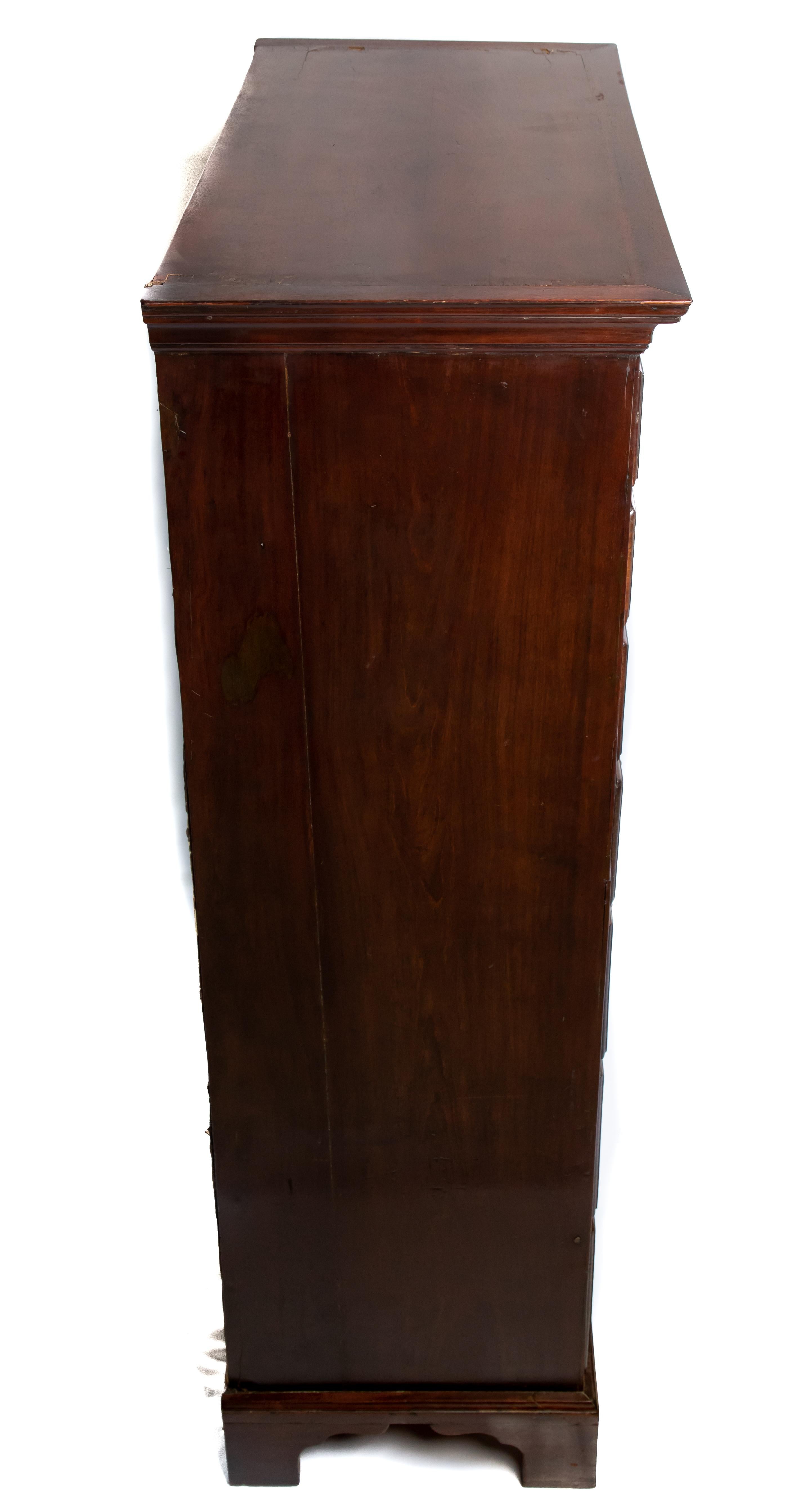 Brass Mahogany Tall Chest, 19th Century For Sale