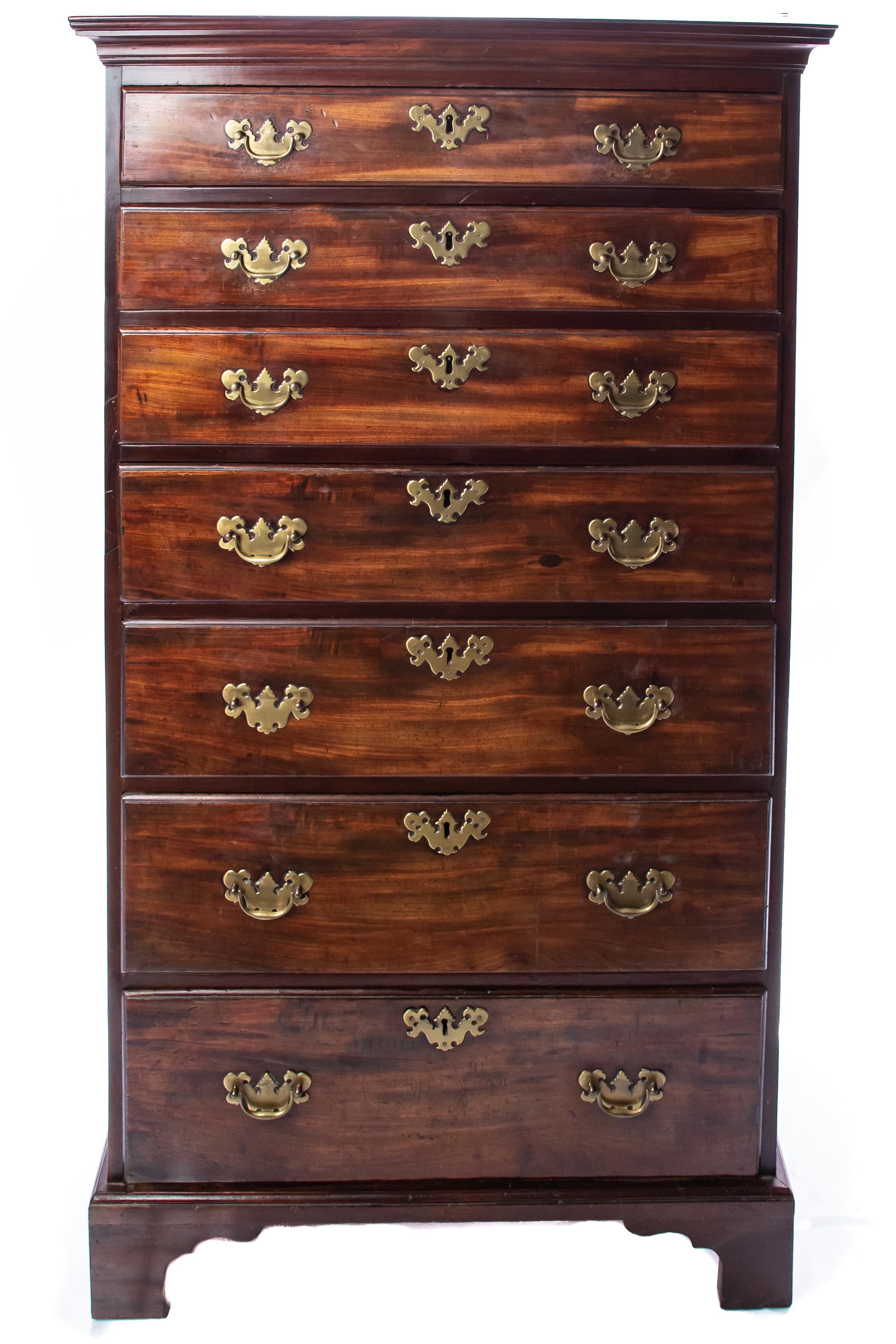 Mahogany Tall Chest, 19th Century For Sale 1