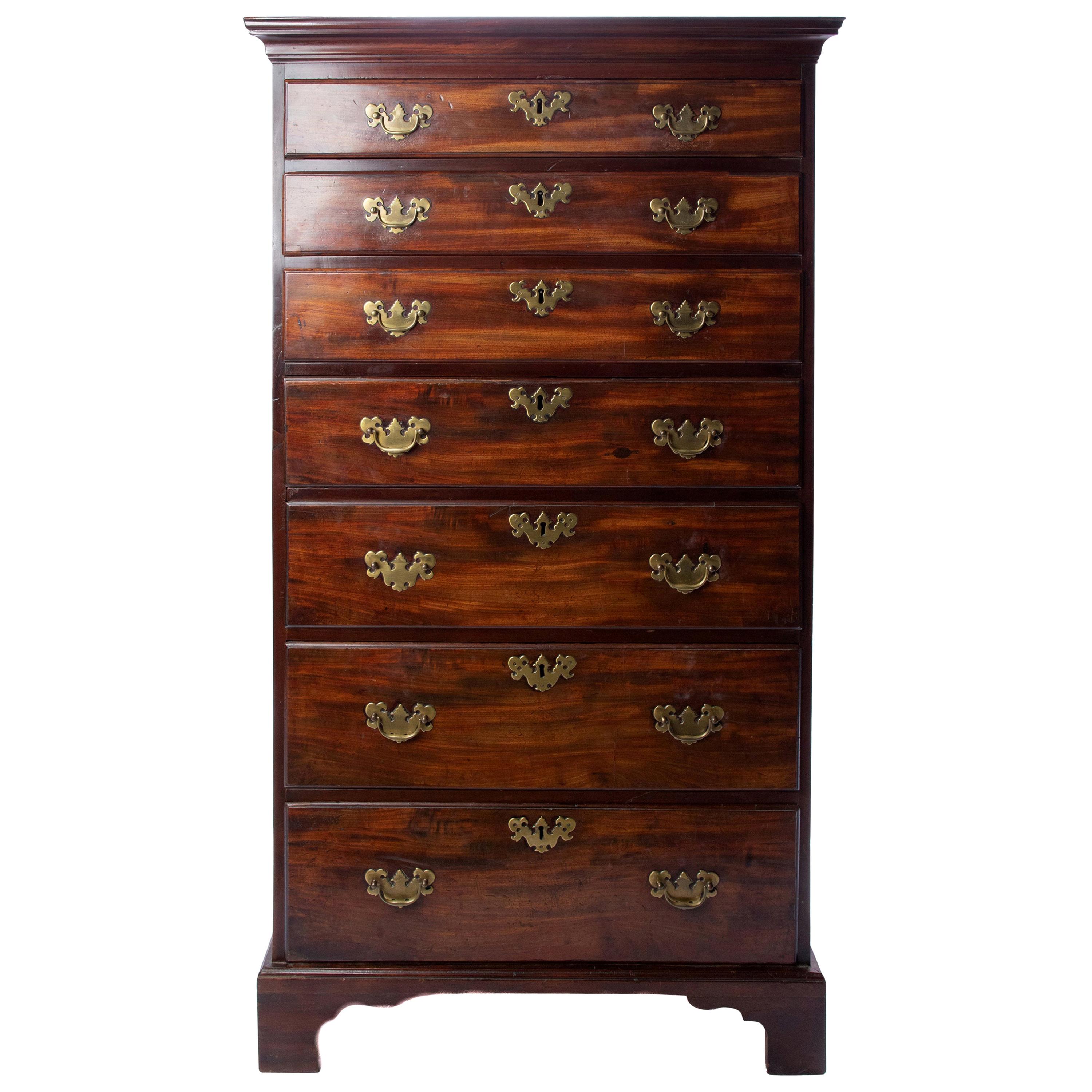Mahogany Tall Chest, 19th Century For Sale