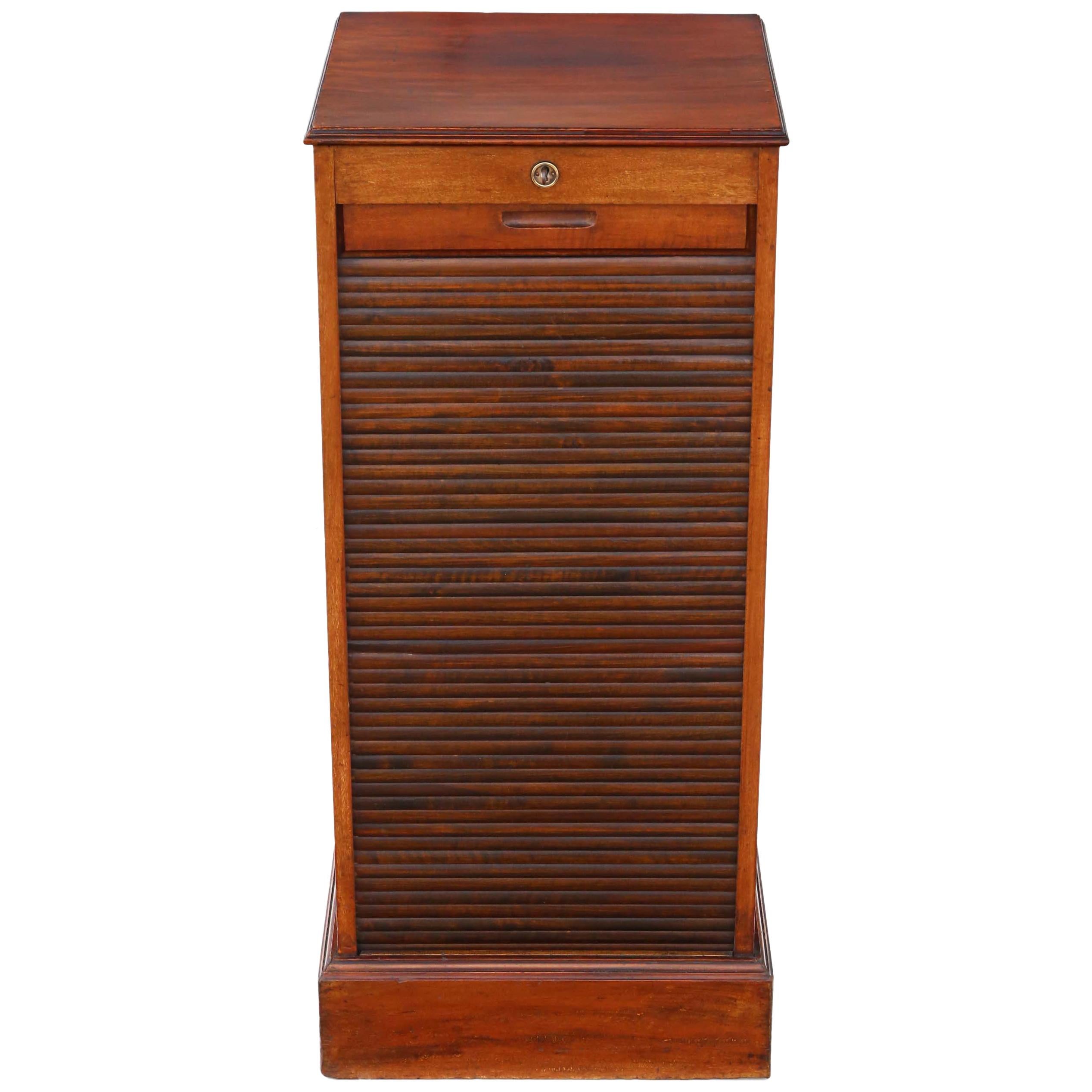 Mahogany Tambour Fronted Filing Cabinet