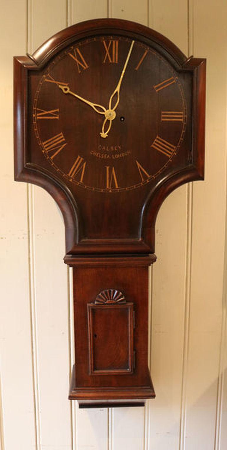 British Mahogany Tavern Wall Clock For Sale