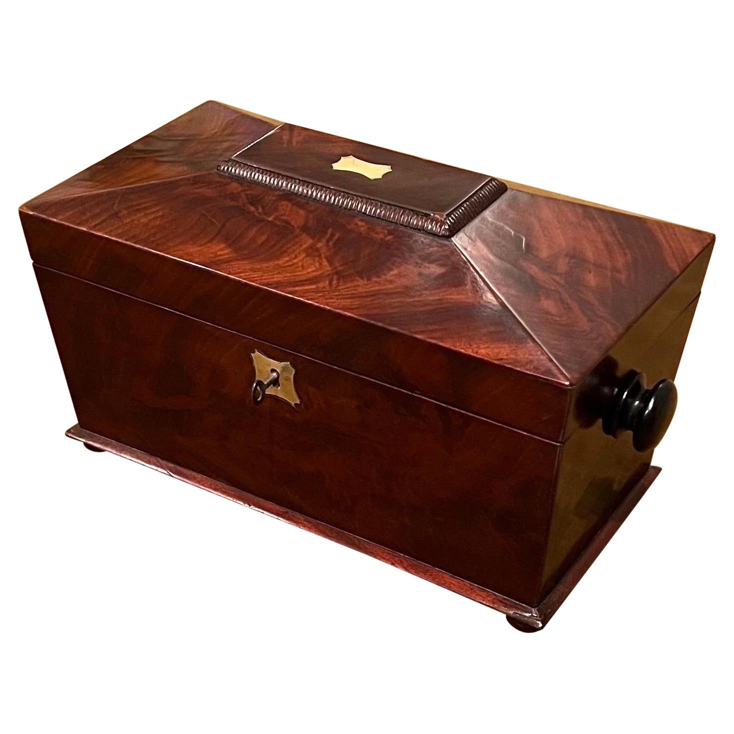 Mahogany Tea Caddy, Sarcophagus form, Early 19th Century