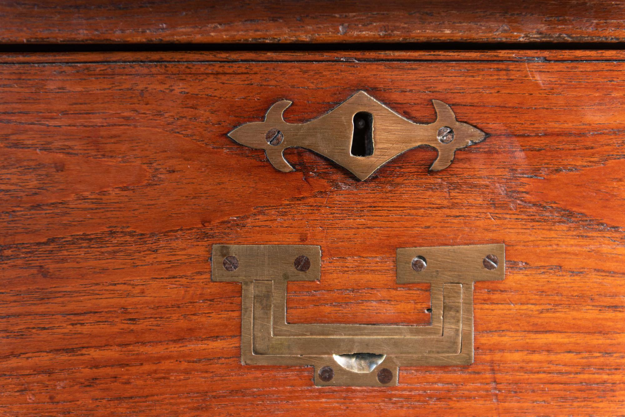 19th Century Mahogany and Teak Campaign Cabin Map Table/Chest, English, circa 1800