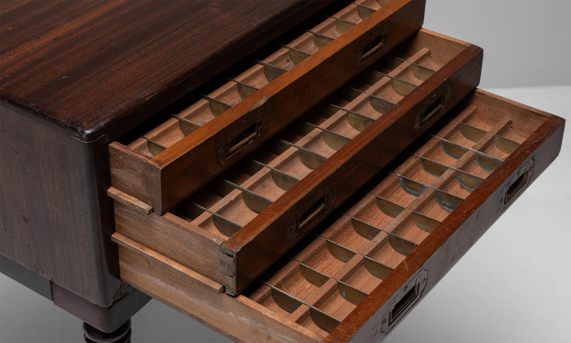 Mahogany & Teak Collectors Cabinet, England, circa 1850 1