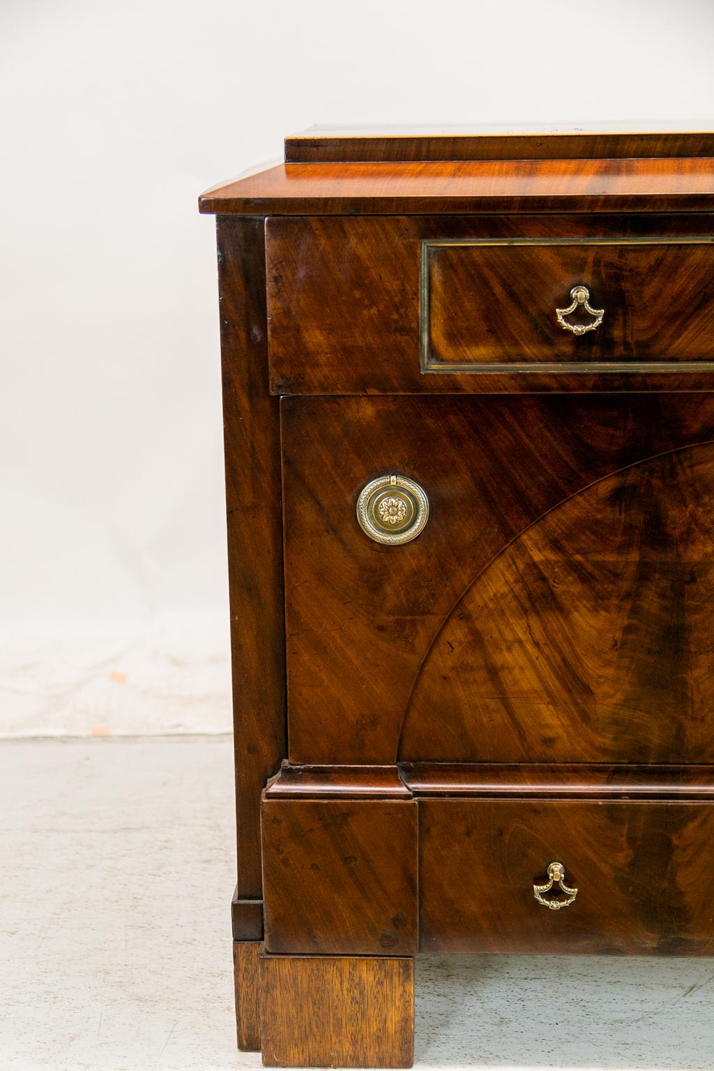 Hand-Carved Mahogany Three-Drawer Biedermeier Chest For Sale