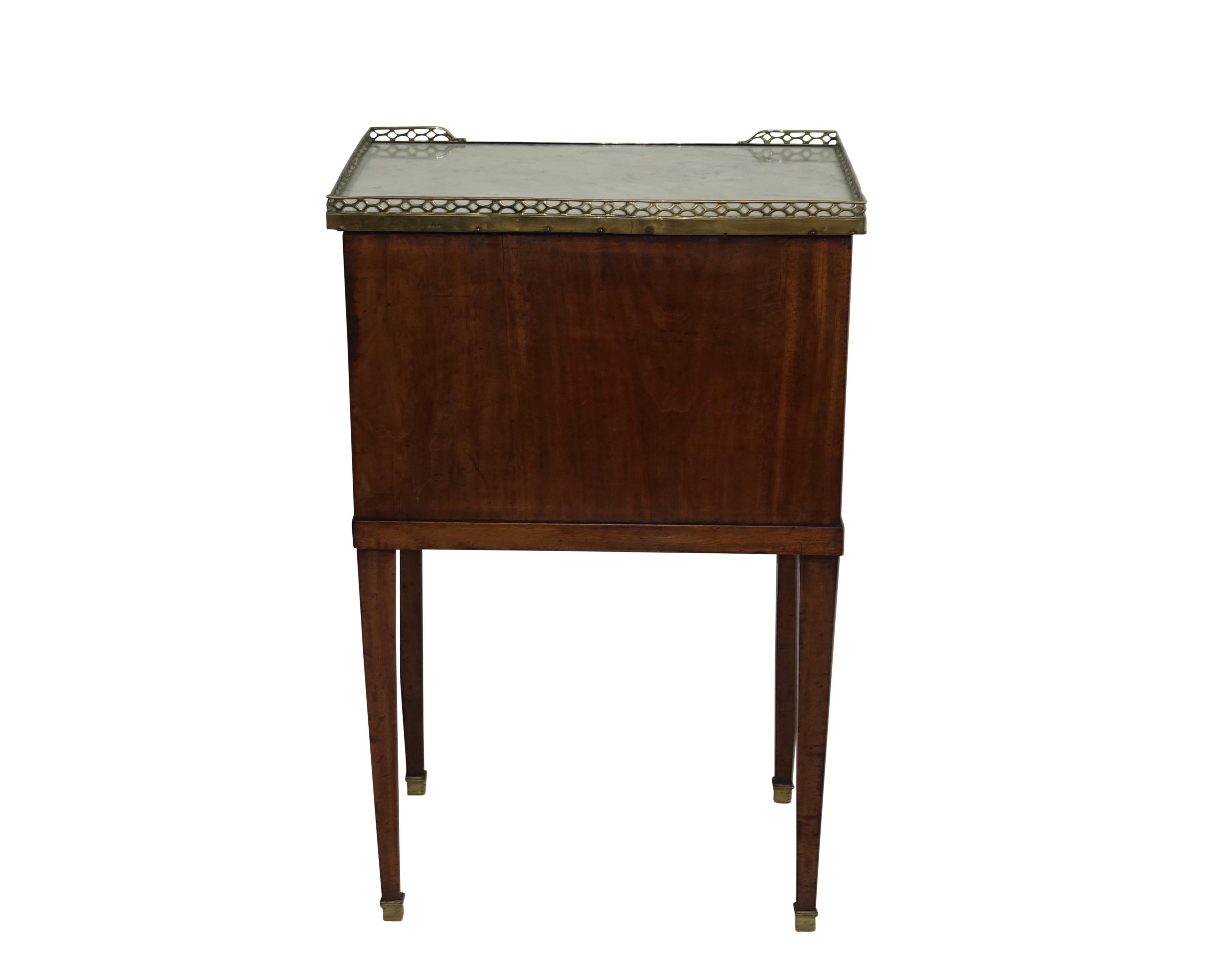 Mahogany Three Drawer Side Table with Marble Top, French 19th Century 3