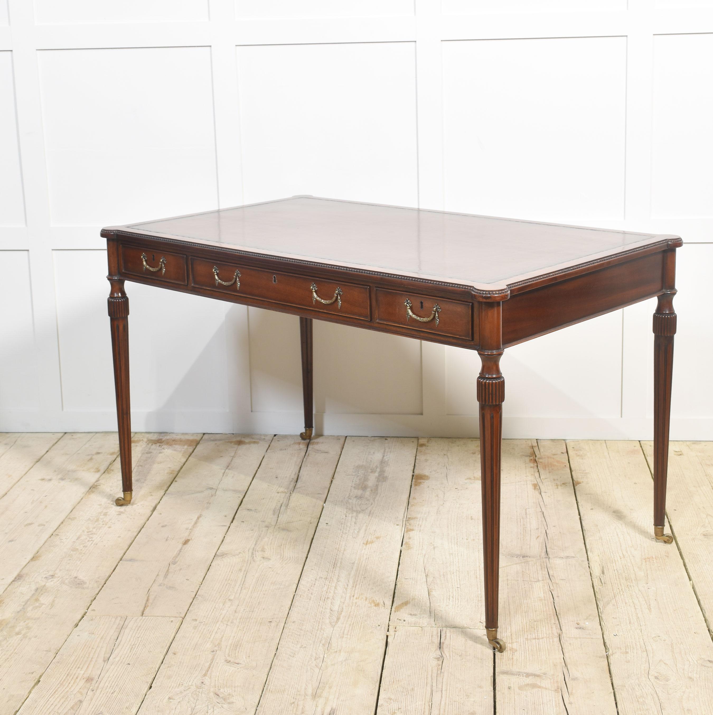 Mahogany three drawer writing table For Sale 4