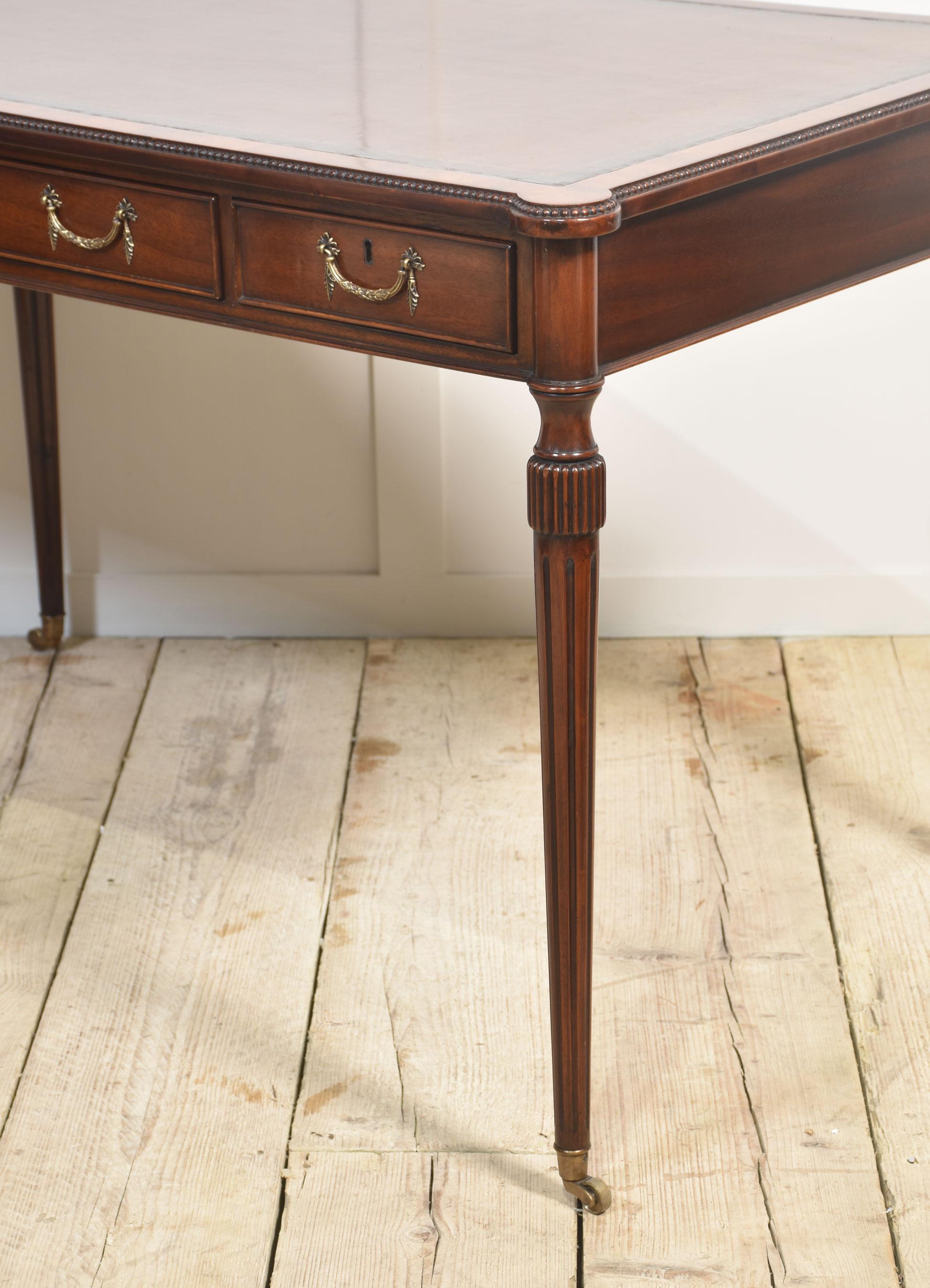 Mahogany three drawer writing table For Sale 5