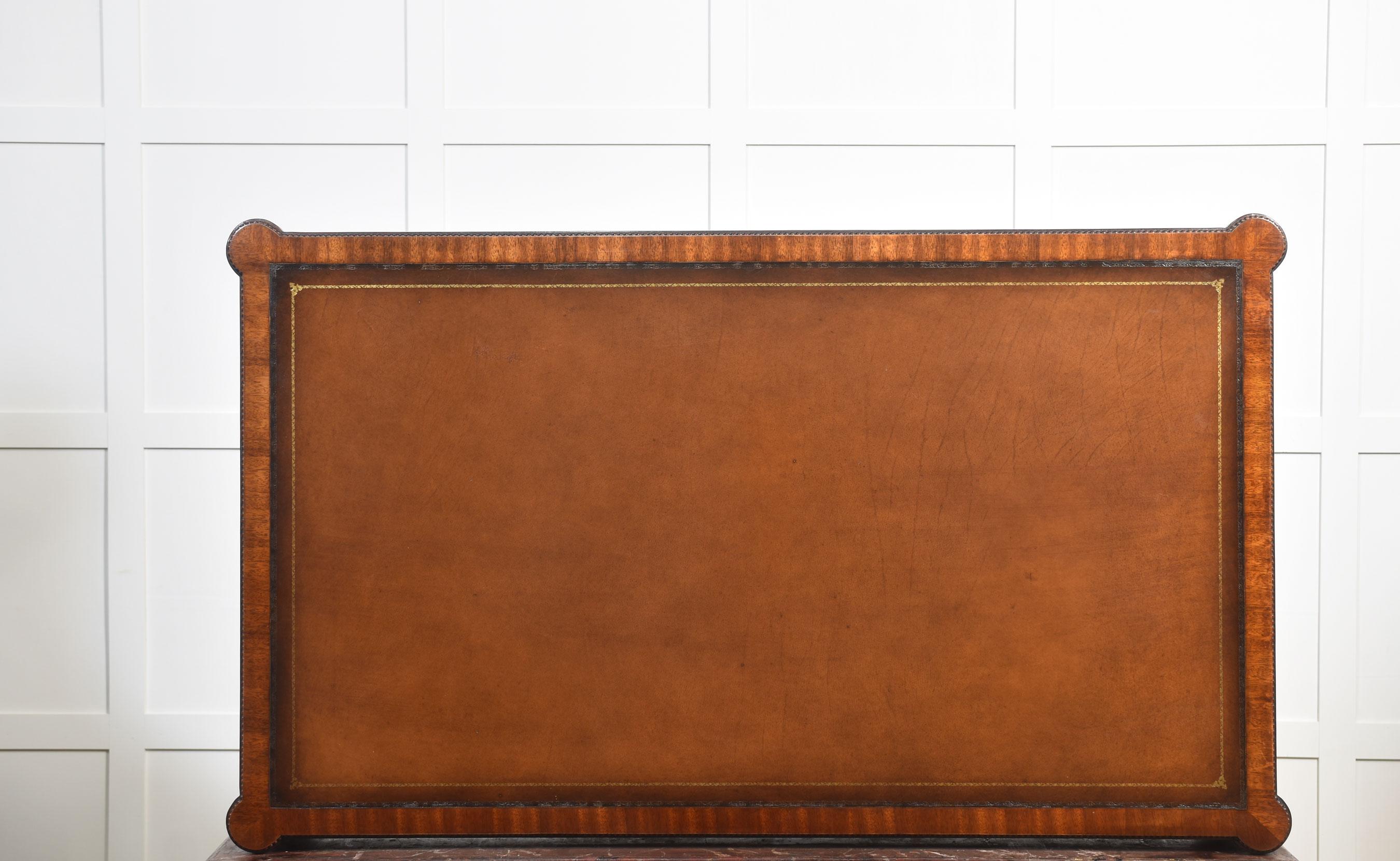 Mahogany three drawer writing table For Sale 9