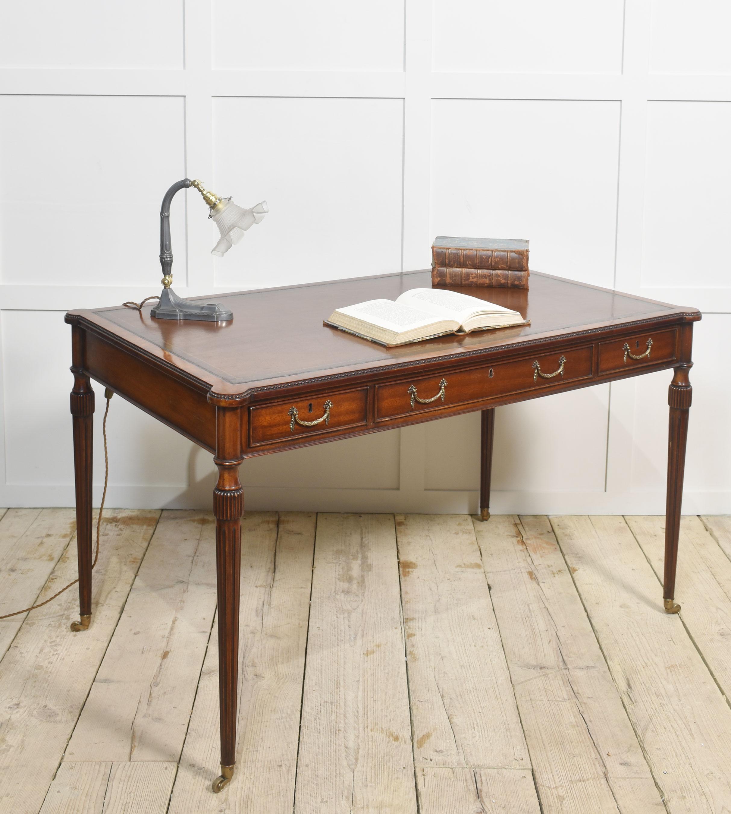 British Mahogany three drawer writing table For Sale