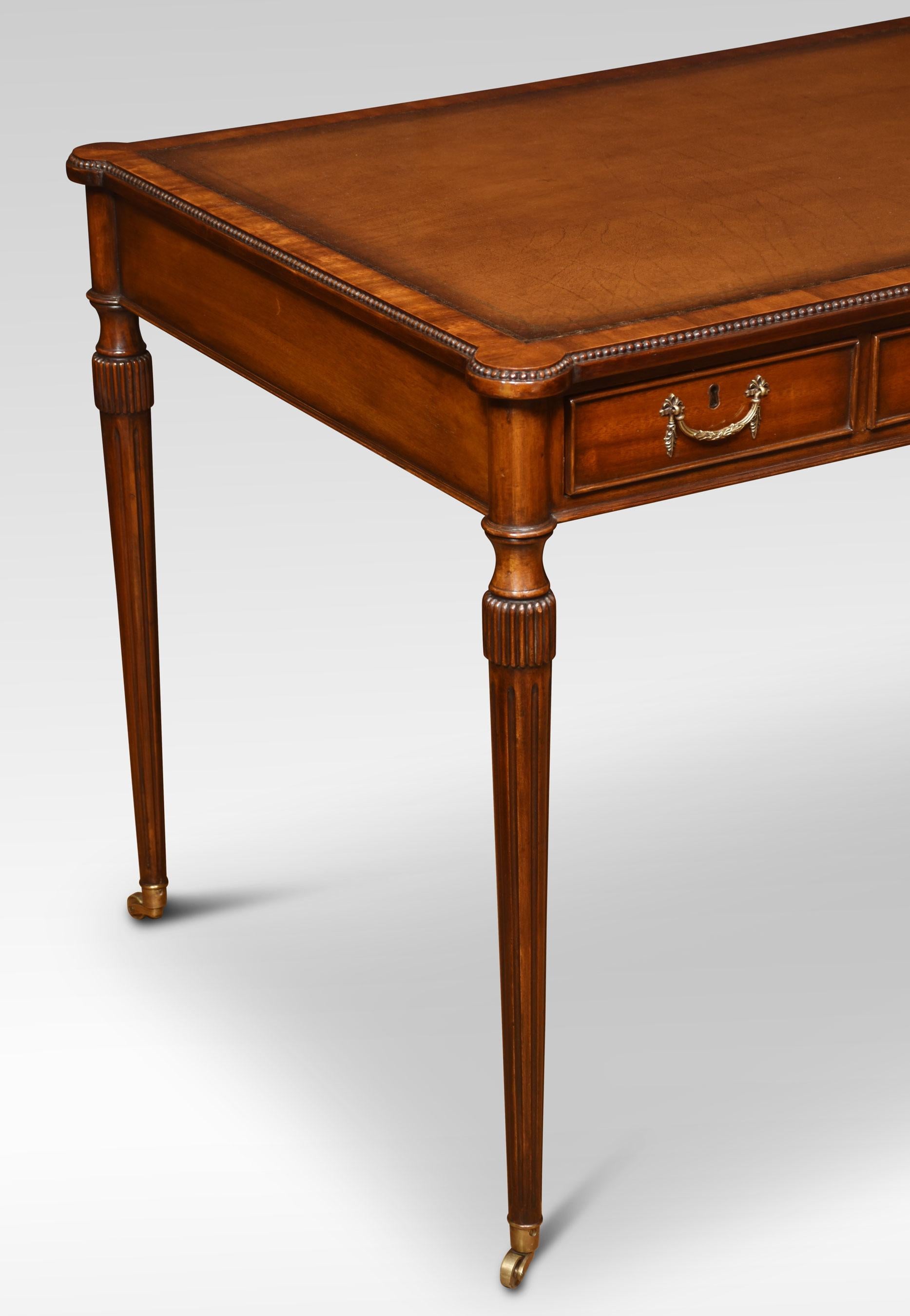 Mahogany Three Drawer Writing Table In Good Condition For Sale In Cheshire, GB