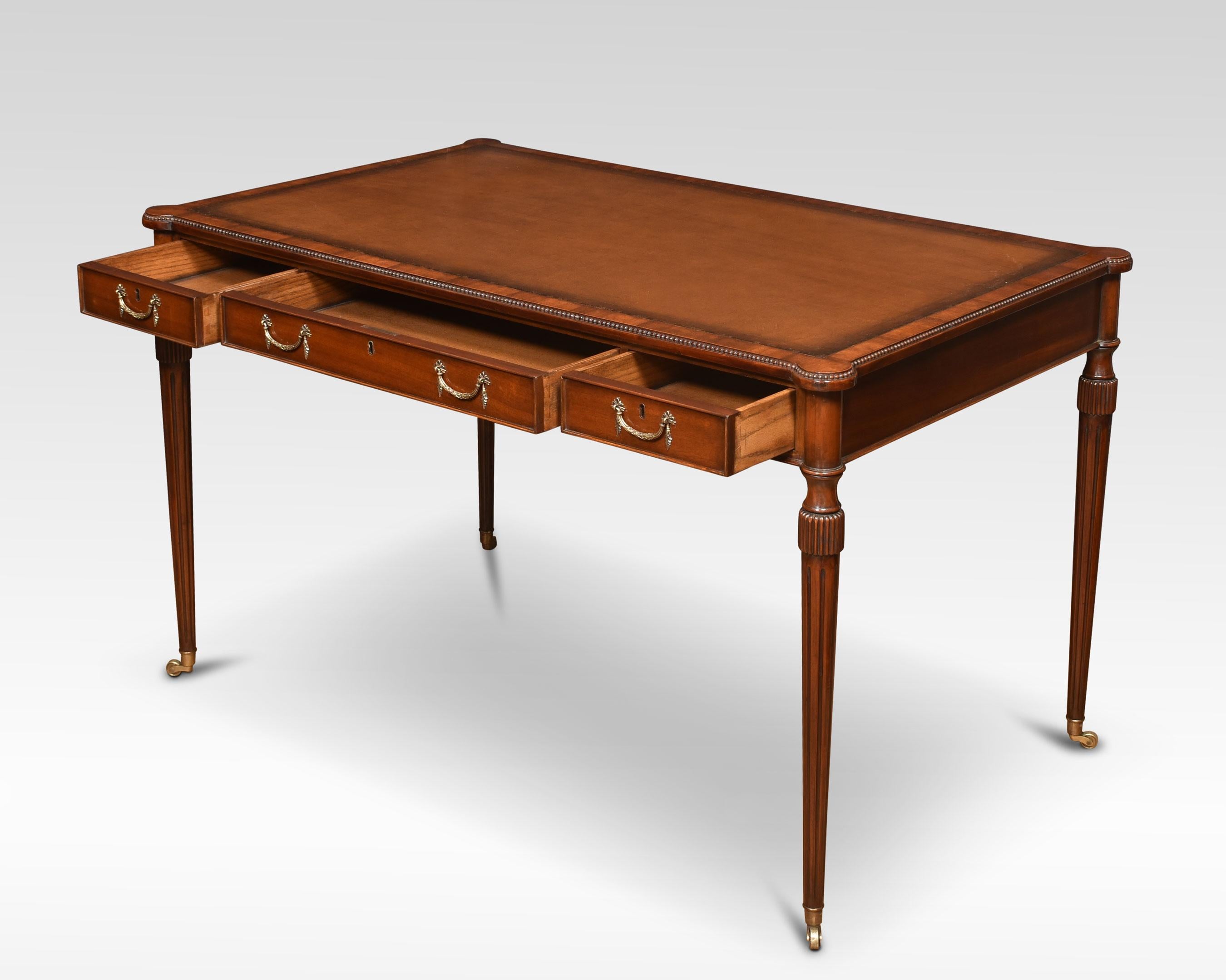 20th Century Mahogany Three Drawer Writing Table For Sale
