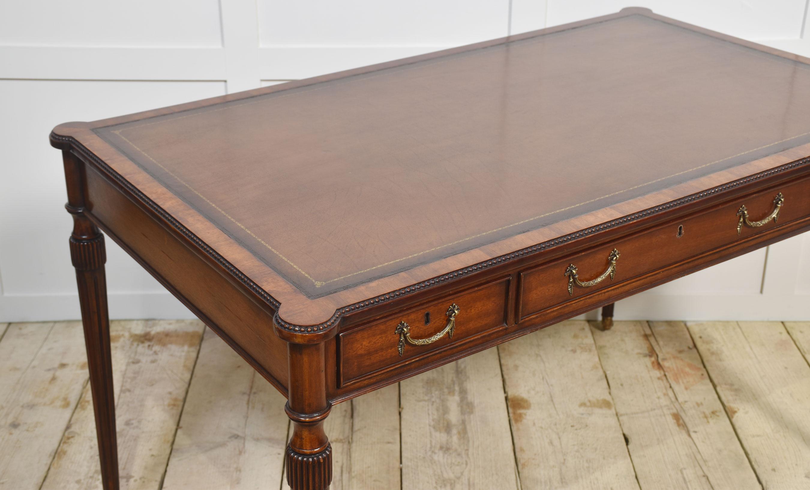 Wood Mahogany three drawer writing table For Sale