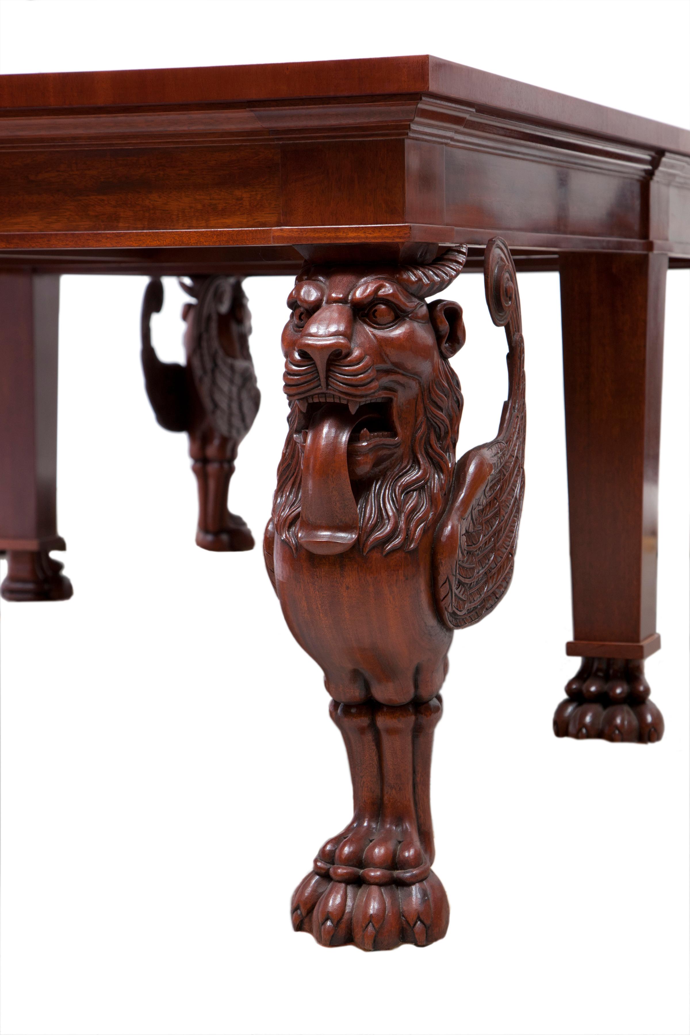 Regency Mahogany Three Part Dinning Table by Thierry Despont For Sale