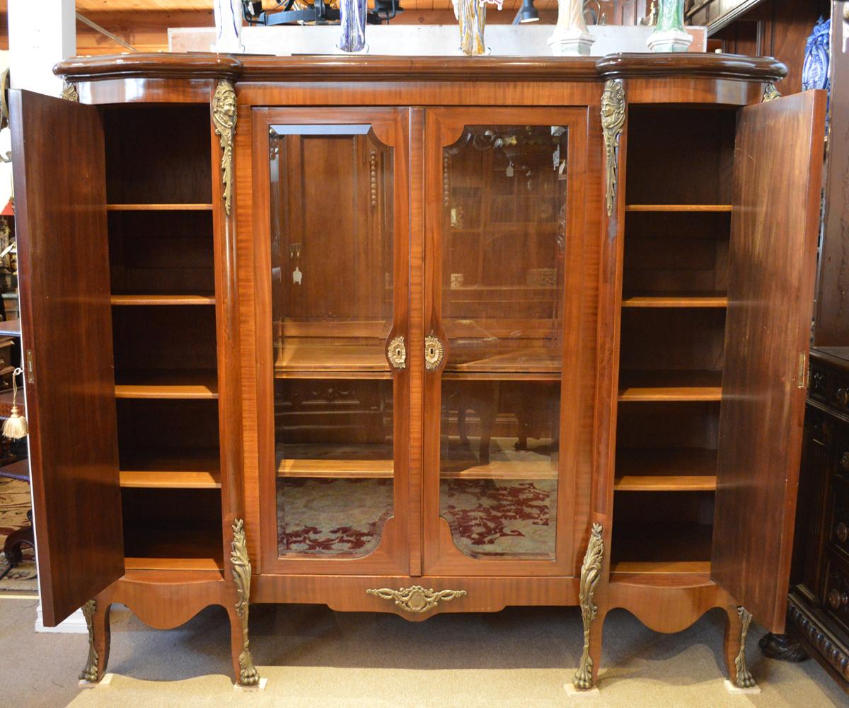 Mahogany Three-Piece Library Set with Desk, Chair and Bookcase Louis XV Style For Sale 8
