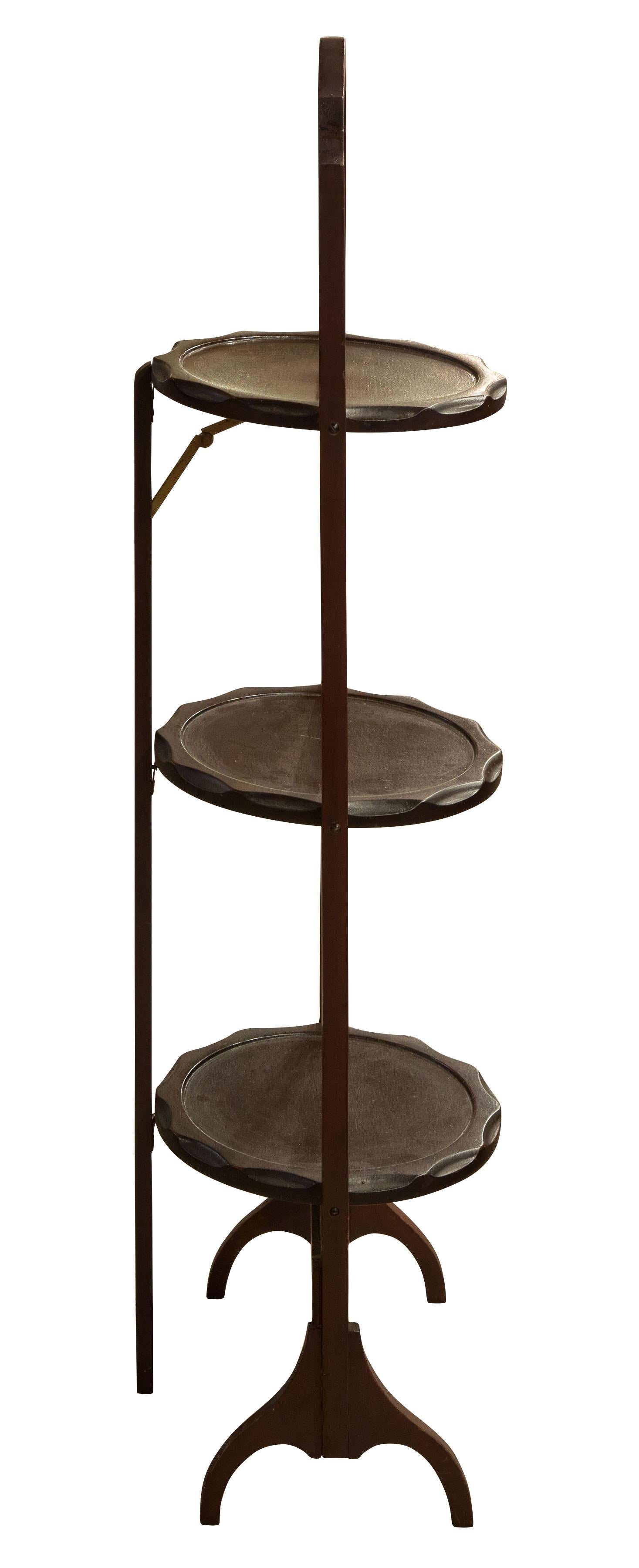 Victorian Mahogany Three Tier Folding Cake Stand, circa 1925