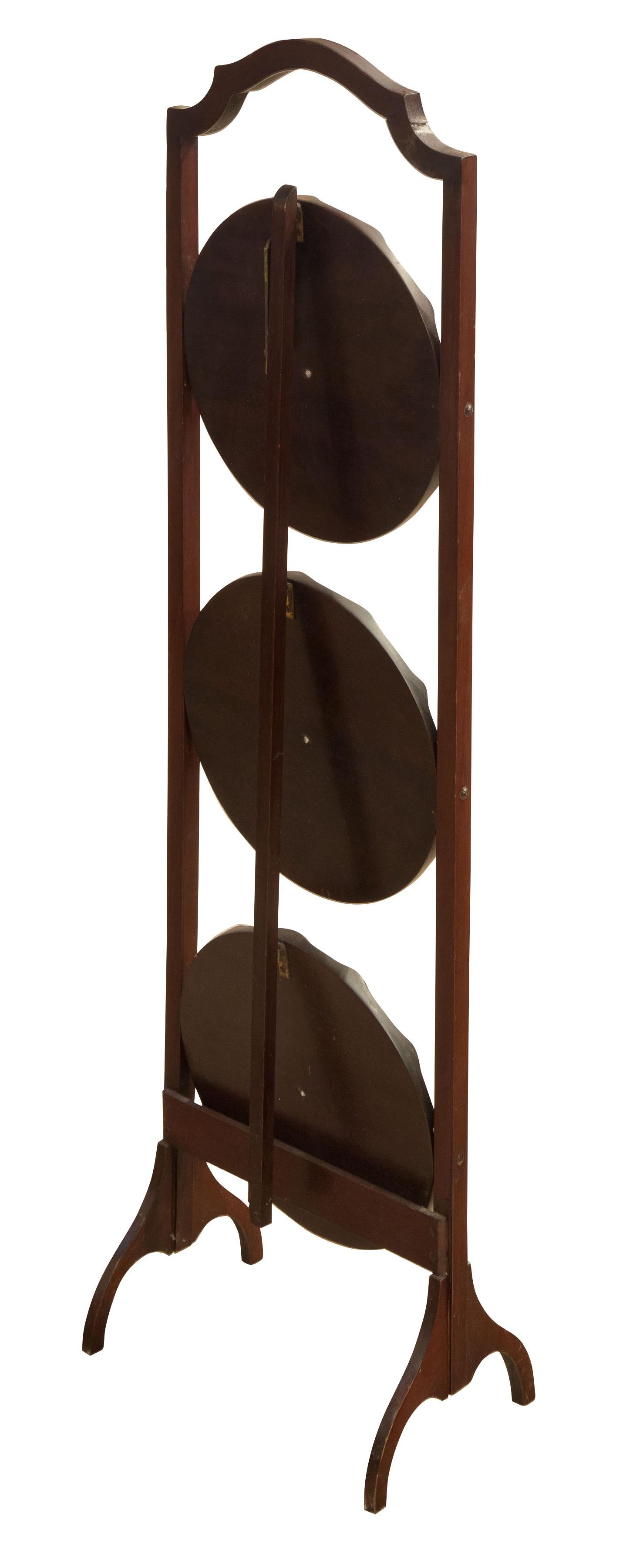 English Mahogany Three Tier Folding Cake Stand, circa 1925