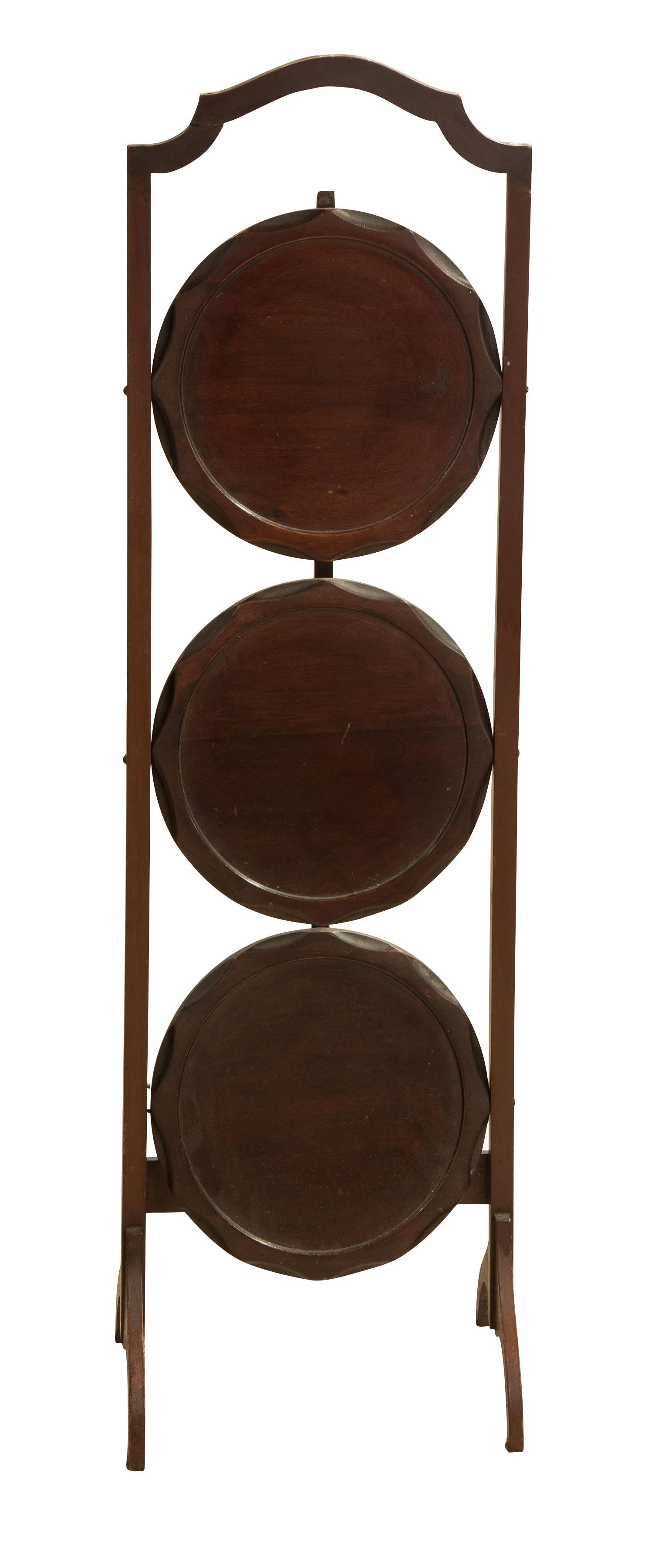 Mahogany Three Tier Folding Cake Stand, circa 1925 In Good Condition In Salisbury, GB